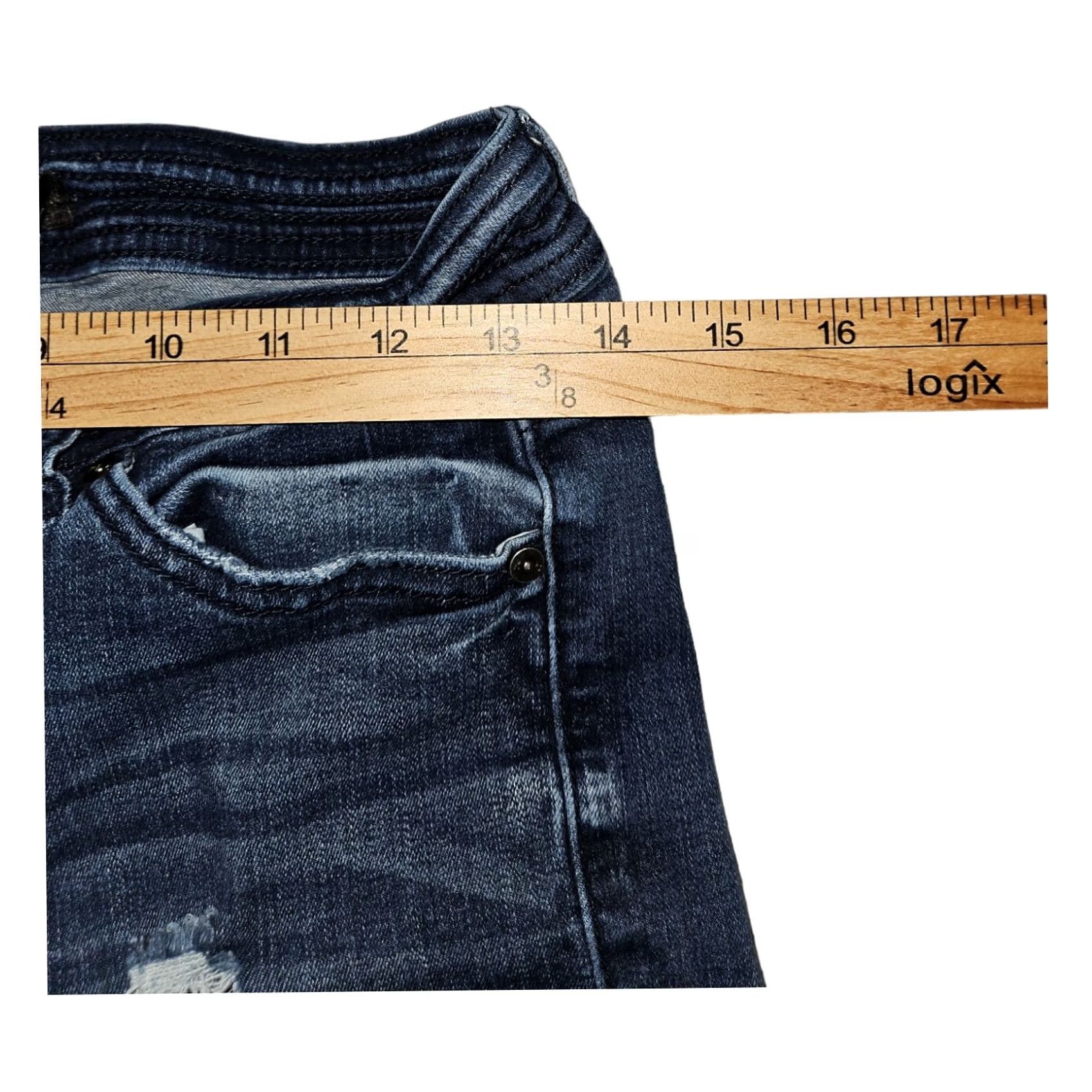 Vintage Kancan Jeans Size 7 Juniors Skinny Blue Denim Stretch Preppy Hipster Shirt? Size 28" / US 6 / IT 42 - 4 Thumbnail