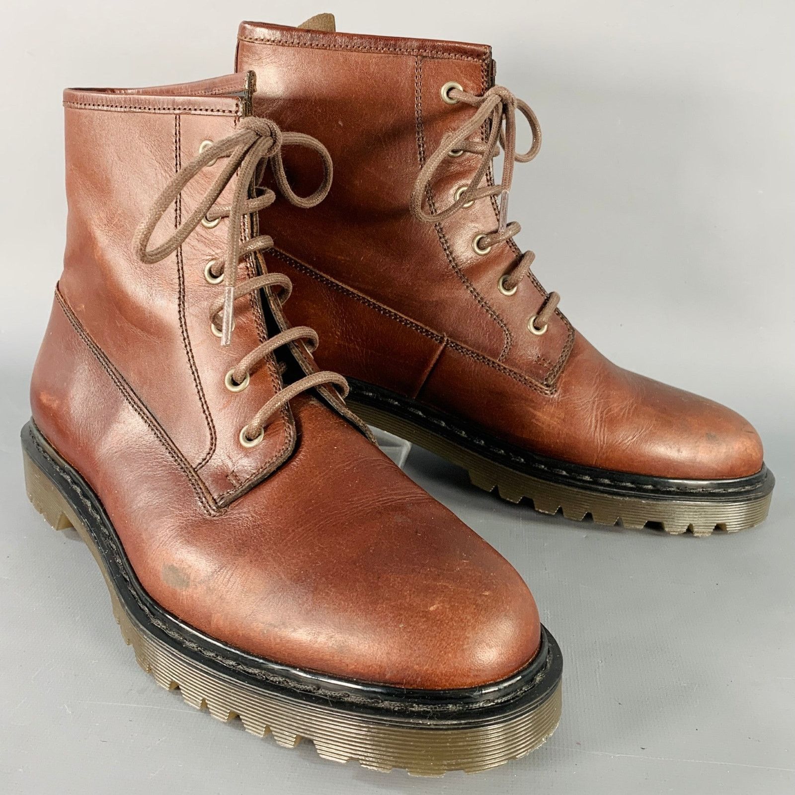 A.P.C. A.P.C. Size 11 Brown Leather Lace-Up Rubber Sole Ankle Boots Size US 11 / EU 44 - 1 Thumbnail
