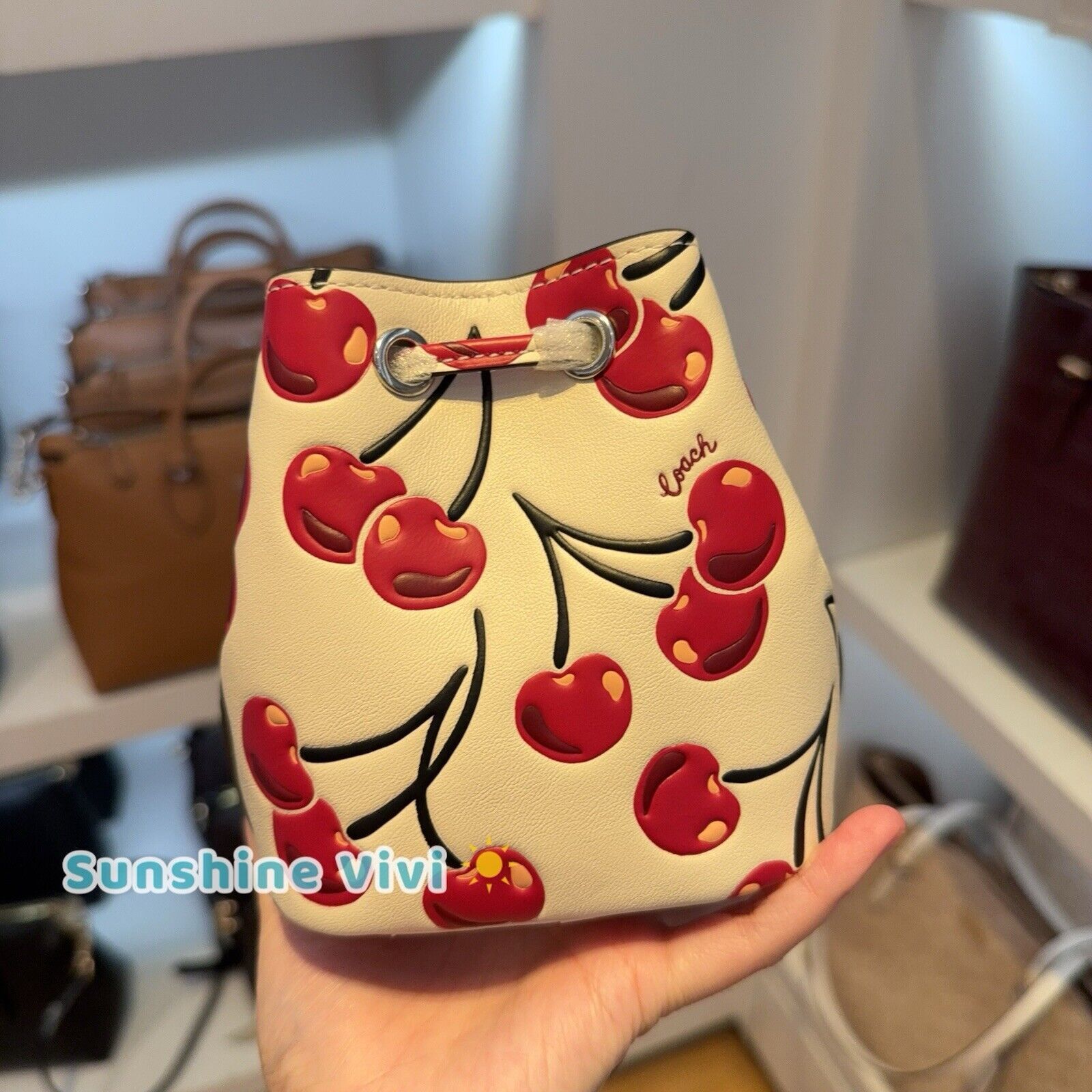 Coach NWT Limited Coach Drawstring Wristlet Cherry Print CZ030 Size ONE SIZE - 2 Thumbnail