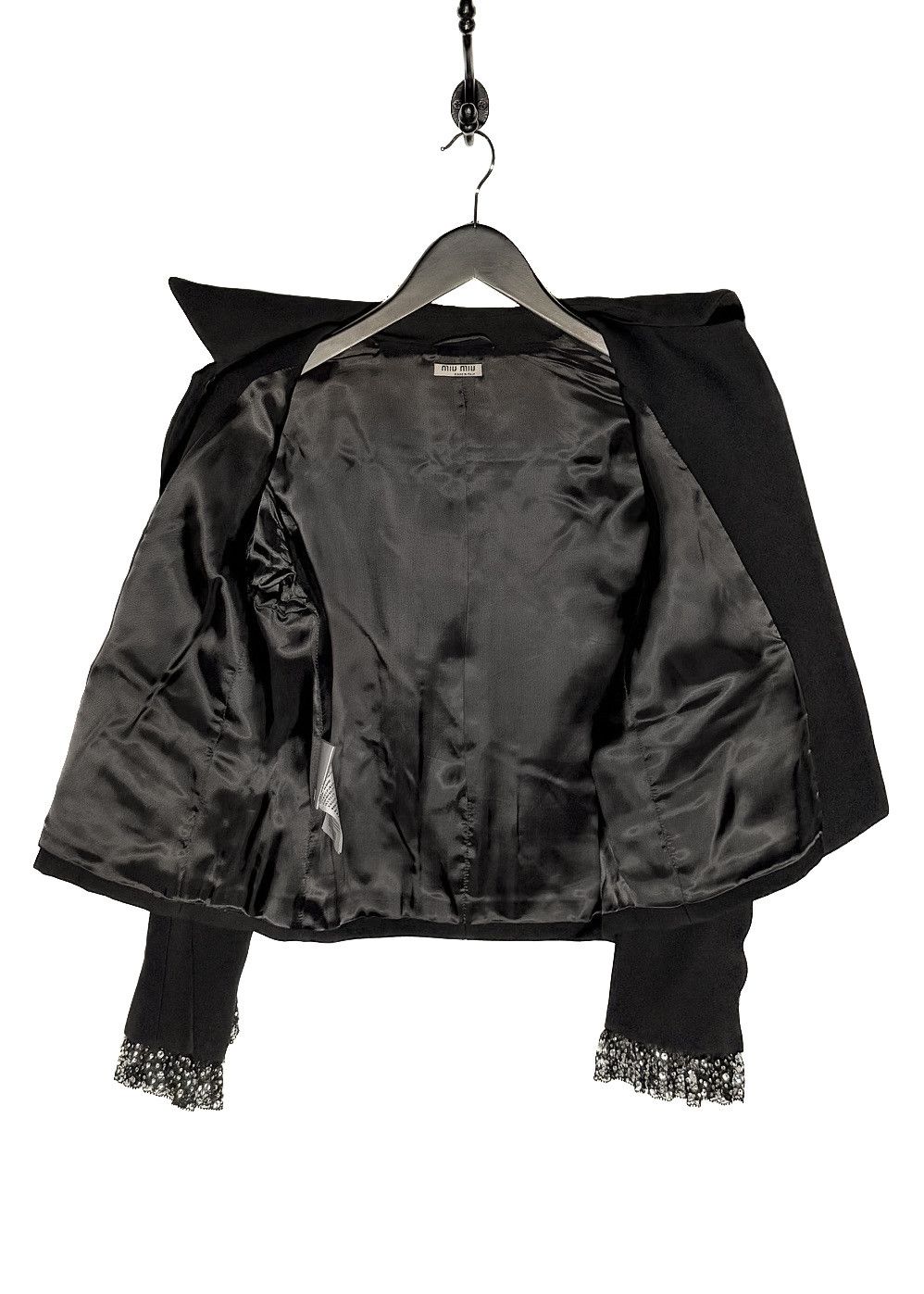 Miu Miu Miu Miu 2018 Pearl Buttons Crystal Lace Cuffs Black Blazer Size S / US 4 / IT 40 - 7 Thumbnail