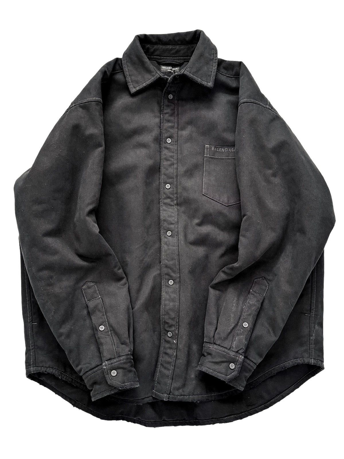 Balenciaga “Mud Show” Silk Padded Double Layer Heavy Denim Work Shirt Size US M / EU 48-50 / 2 - 1 Thumbnail