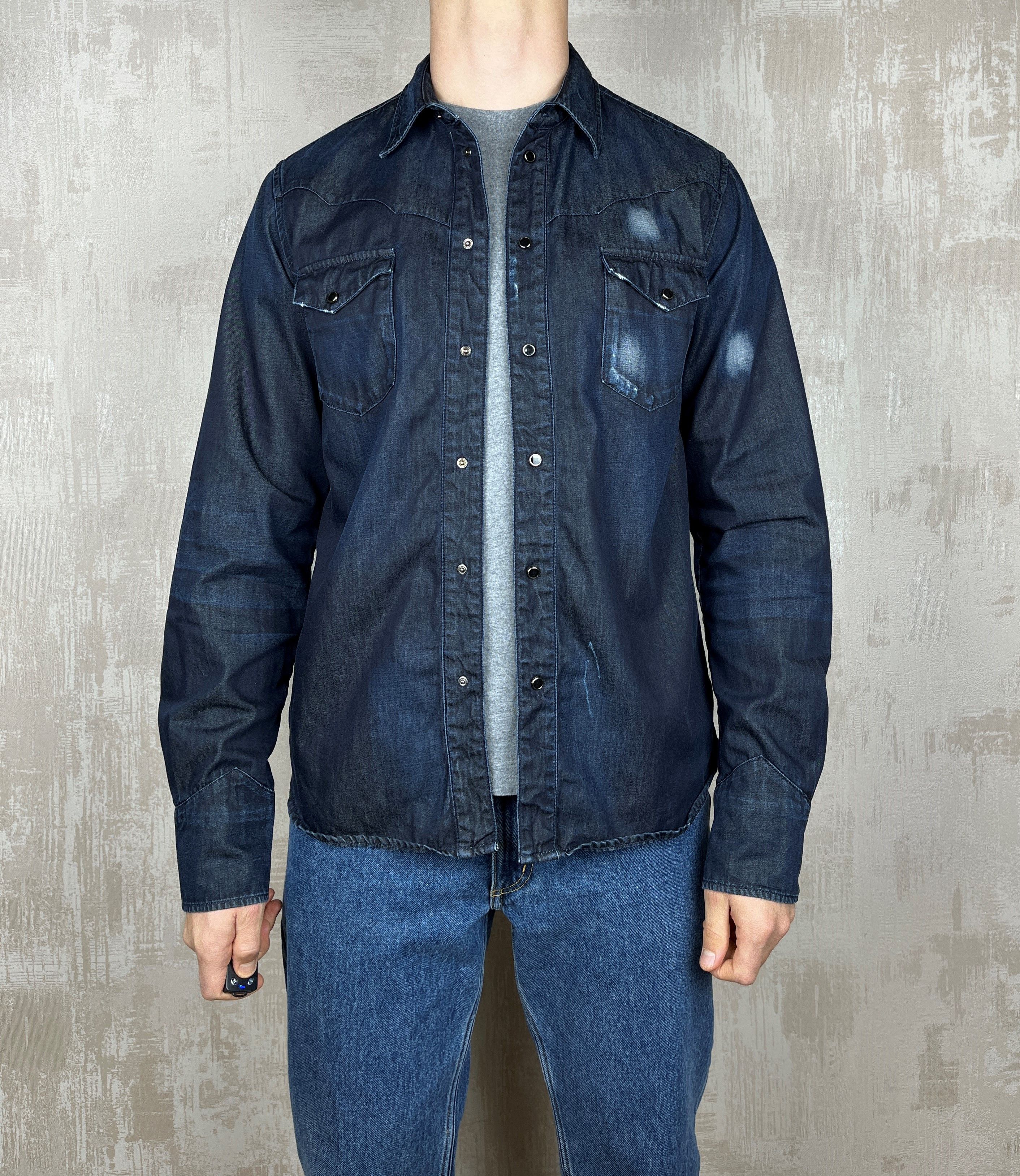 Diesel Black Gold Diesel Black Gold Western Snap Button L/S Jeans Shirt Size US L / EU 52-54 / 3 - 2 Thumbnail
