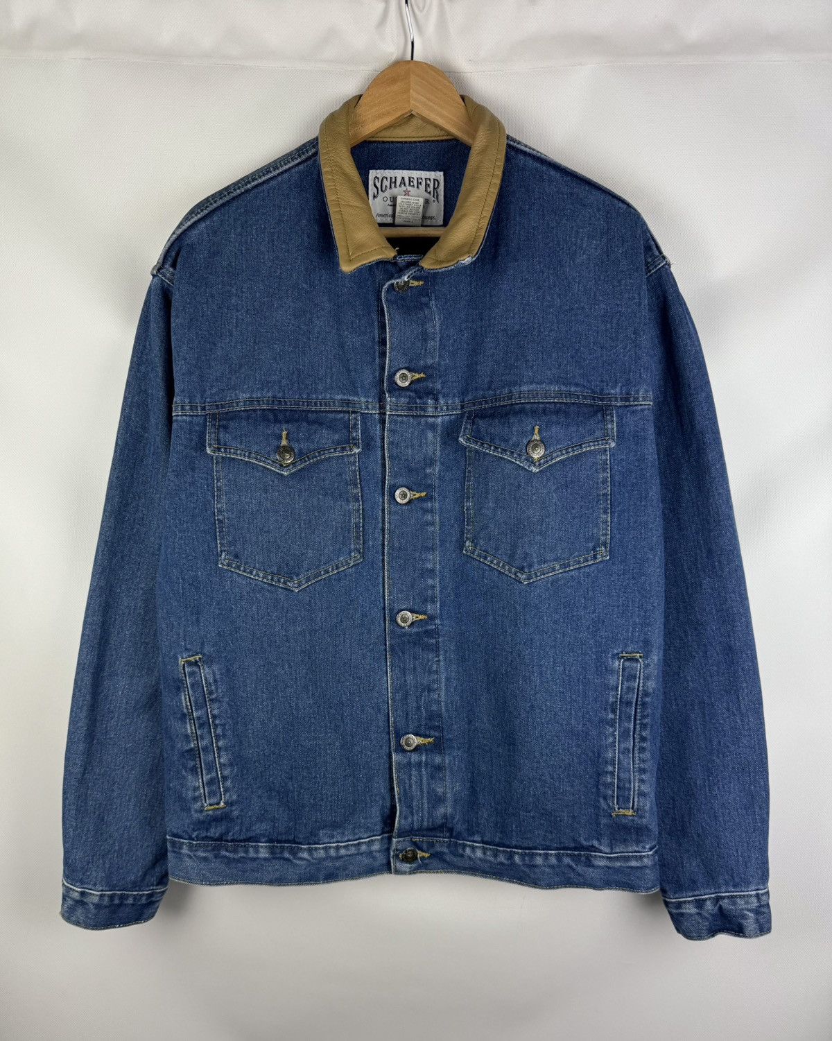 Other Schaefer Outfitter Denim Leather Collar Trucker Jacket Size US XL / EU 56 / 4 - 1 Thumbnail