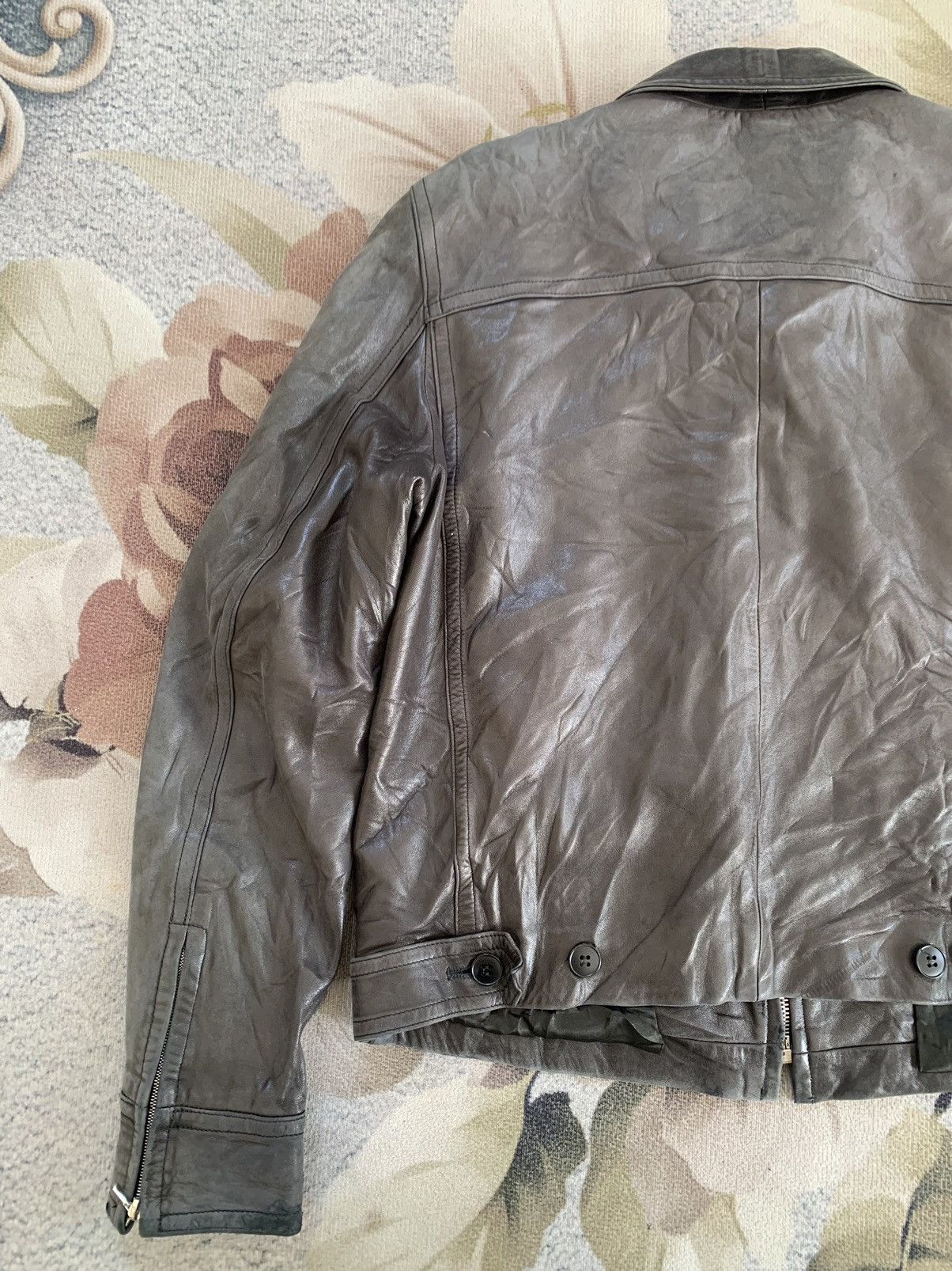 agnes b. Sun Faded Agnes B Special Leather Jacket Riri Zipper Size S / US 4 / IT 40 - 8 Thumbnail