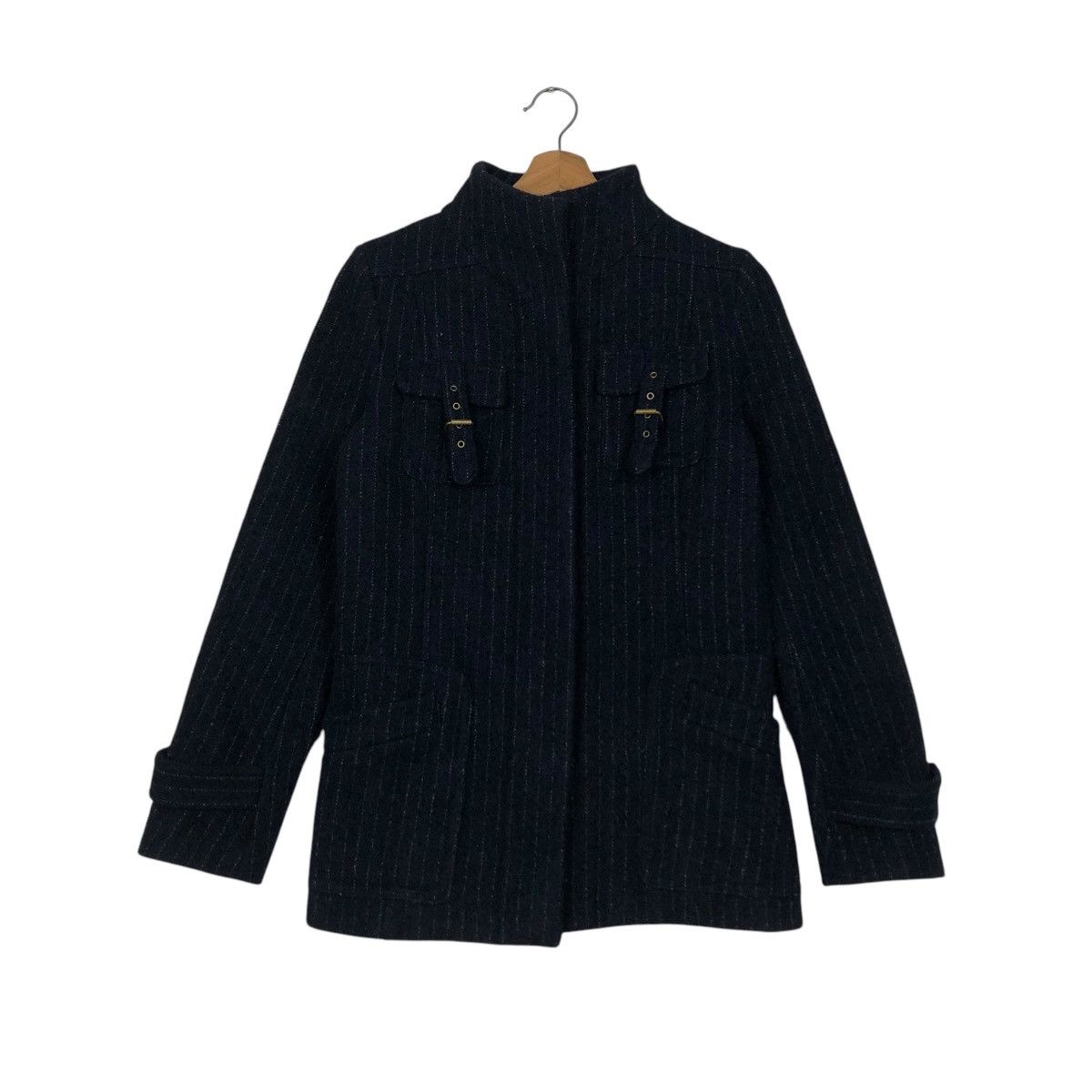 Japanese Brand 🔥VINTAGE BIKER JACKET STRIPED HICKORY MATIERES ISSEY MIYAKE Size US S / EU 44-46 / 1 - 3 Thumbnail