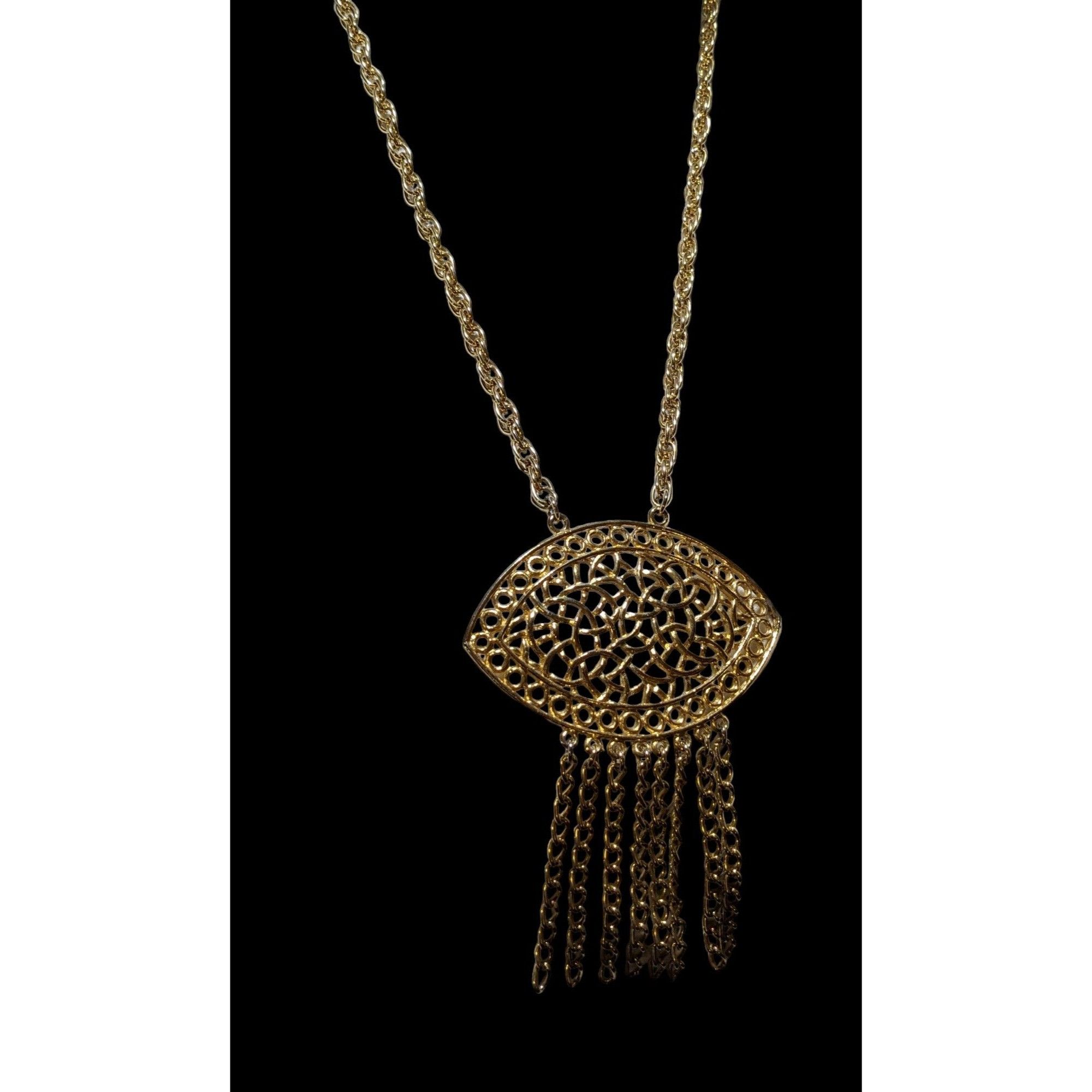 Other Gold Fringe Open Floral Medallion Necklace Size ONE SIZE - 4 Thumbnail