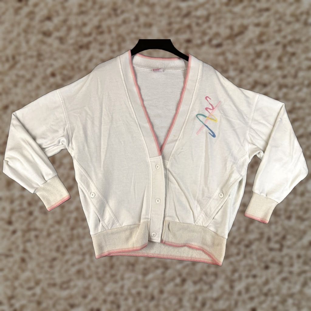 Vintage VINTAGE Tail Sweater 1980s Casual Women's Small White Long Sleeve Embroidered USA Size S / US 4 / IT 40 - 1 Thumbnail