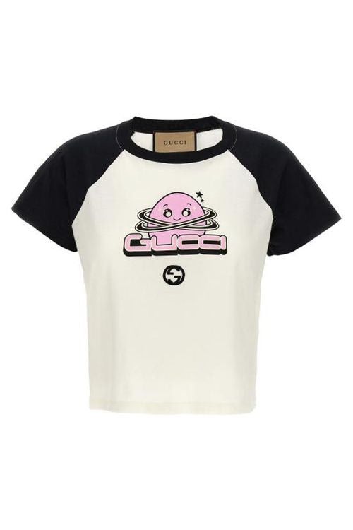 Gucci Gucci Logo planet print Cotton Jersey T Shirt SIZE XL Size ONE SIZE - 1 Thumbnail