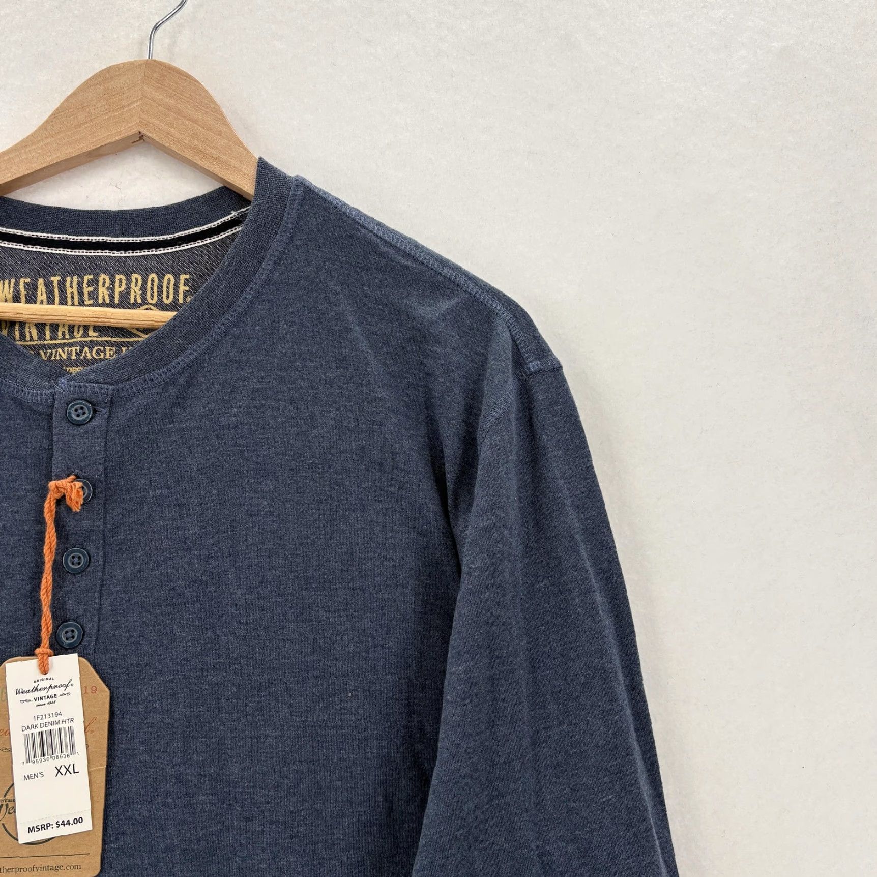 Weatherproof Weatherproof Vintage Henley Shirt Mens 2XL Blue Dark Denim Long Sleeve Casual Shirt Size US XXL / EU 58 / 5 - 2 Thumbnail