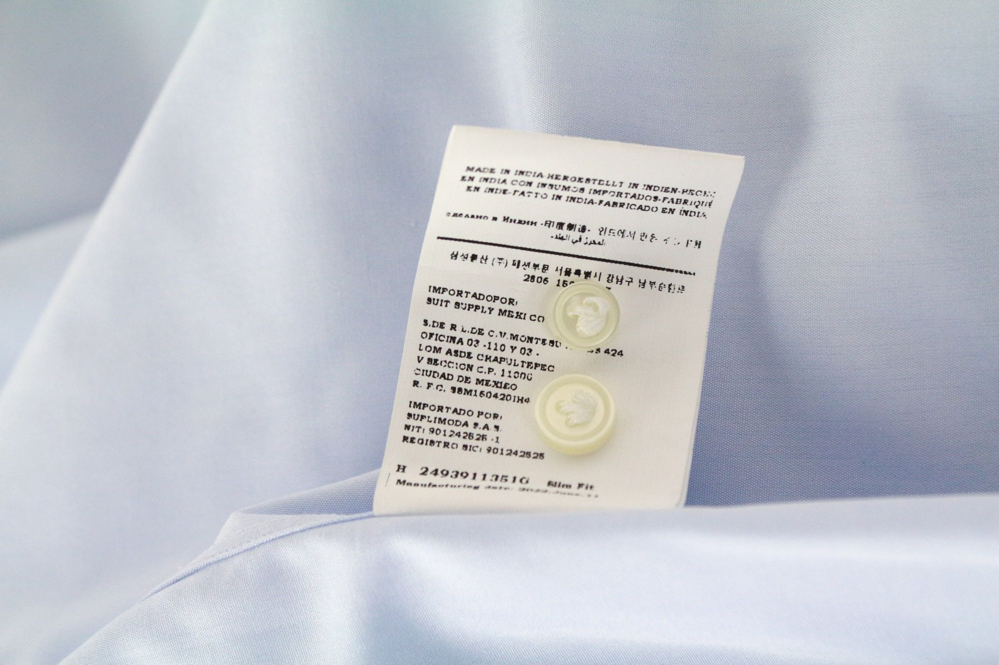 Suitsupply ~S Slim Blue Cotton Spread Collar Formal 72840 Size US S / EU 44-46 / 1 - 6 Thumbnail
