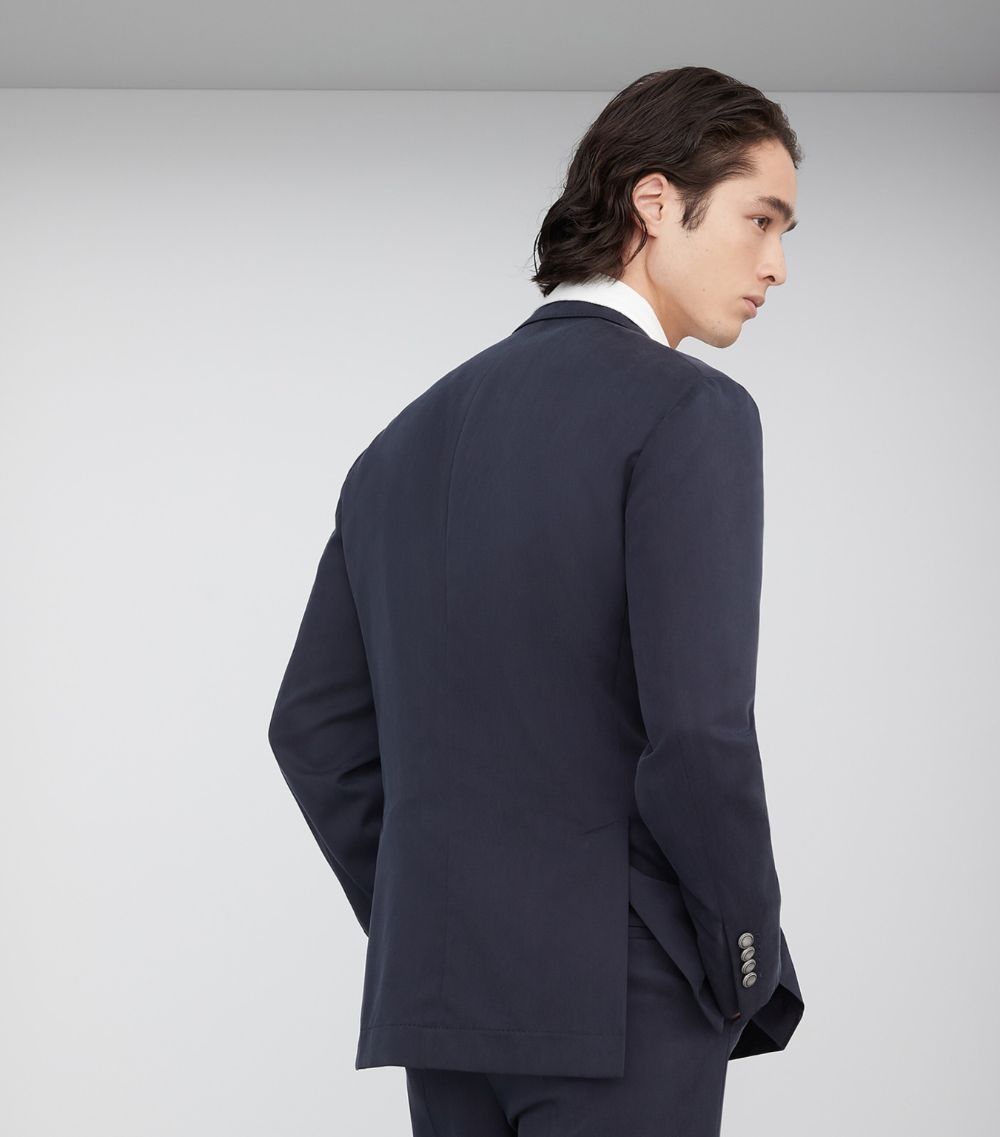 Brunello Cucinelli Woven Jacket Silk in Dark Blue Size US XL / EU 56 / 4 - 5 Thumbnail