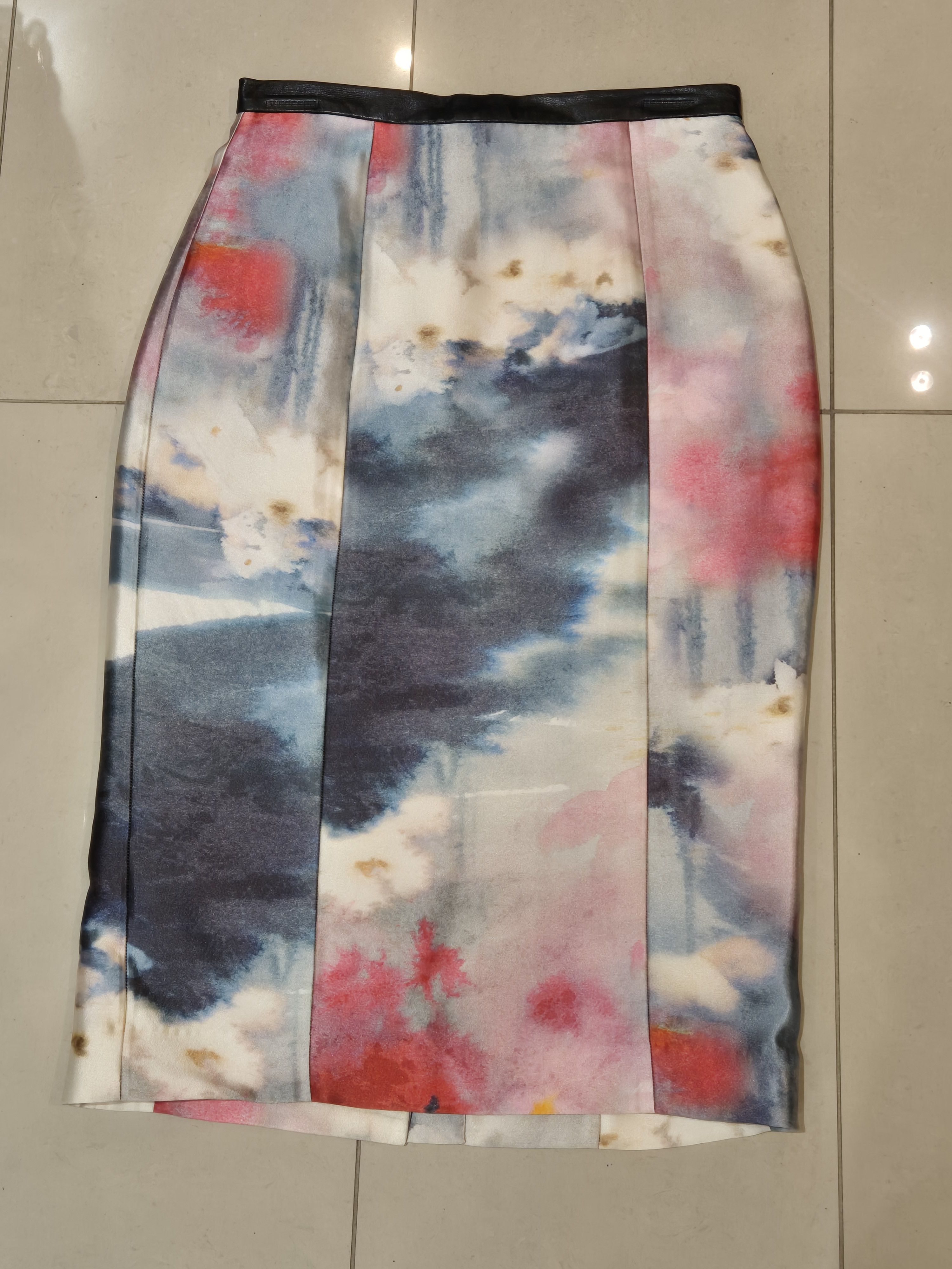 Designer Honor NYC mid length silk/leather pink/multicoloured skirt Size 27" / US 4 / IT 40 - 5 Thumbnail