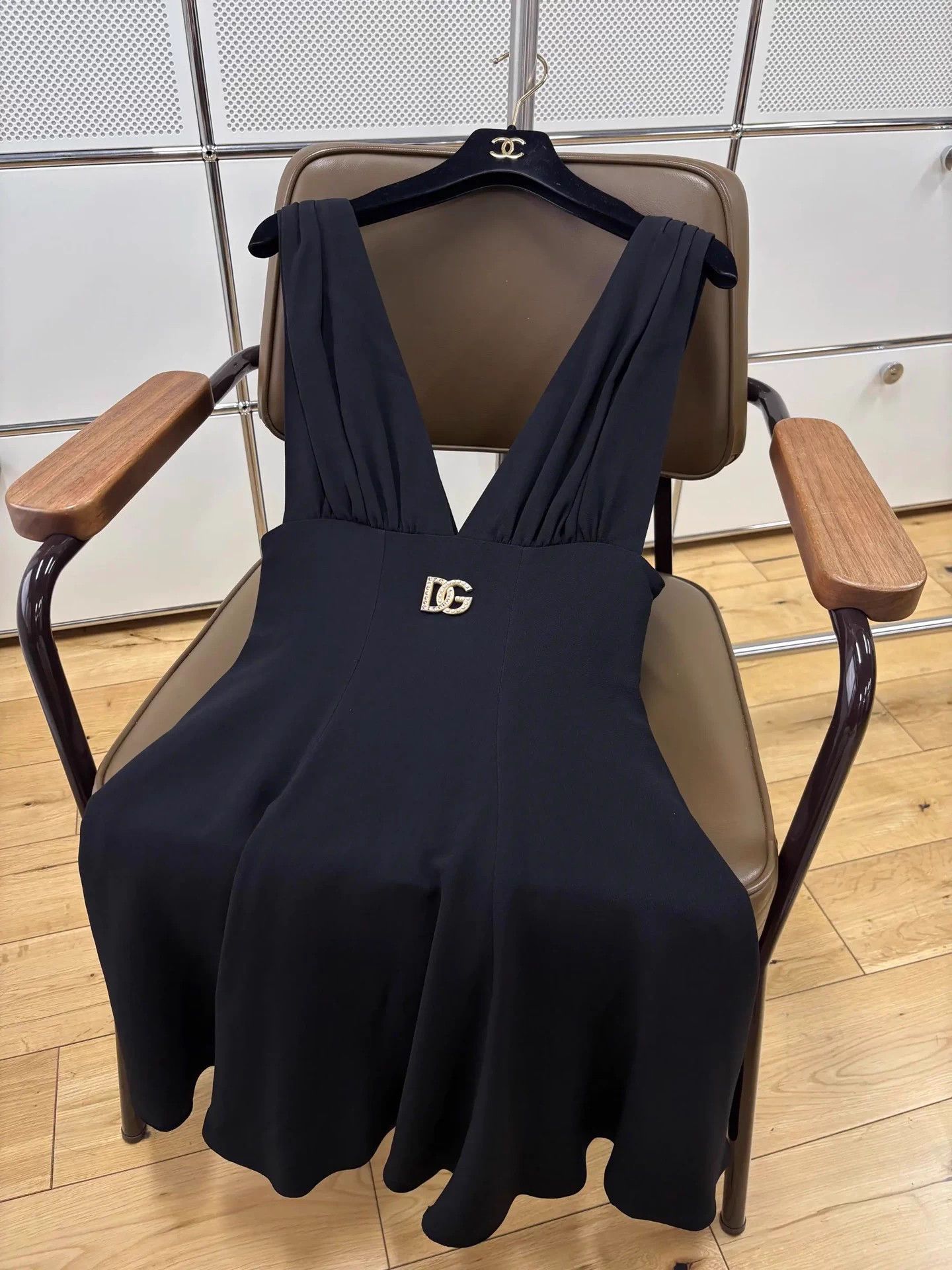 Dolce&Gabbana Black Pearl-Crystal Logo Mini Dress IT38