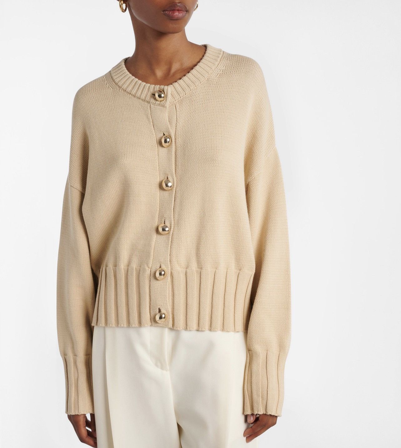 Altuzarra Altuzarra Natural Cotton And Silk-Blend Cardigan size L Size L / US 10 / IT 46 - 2 Thumbnail