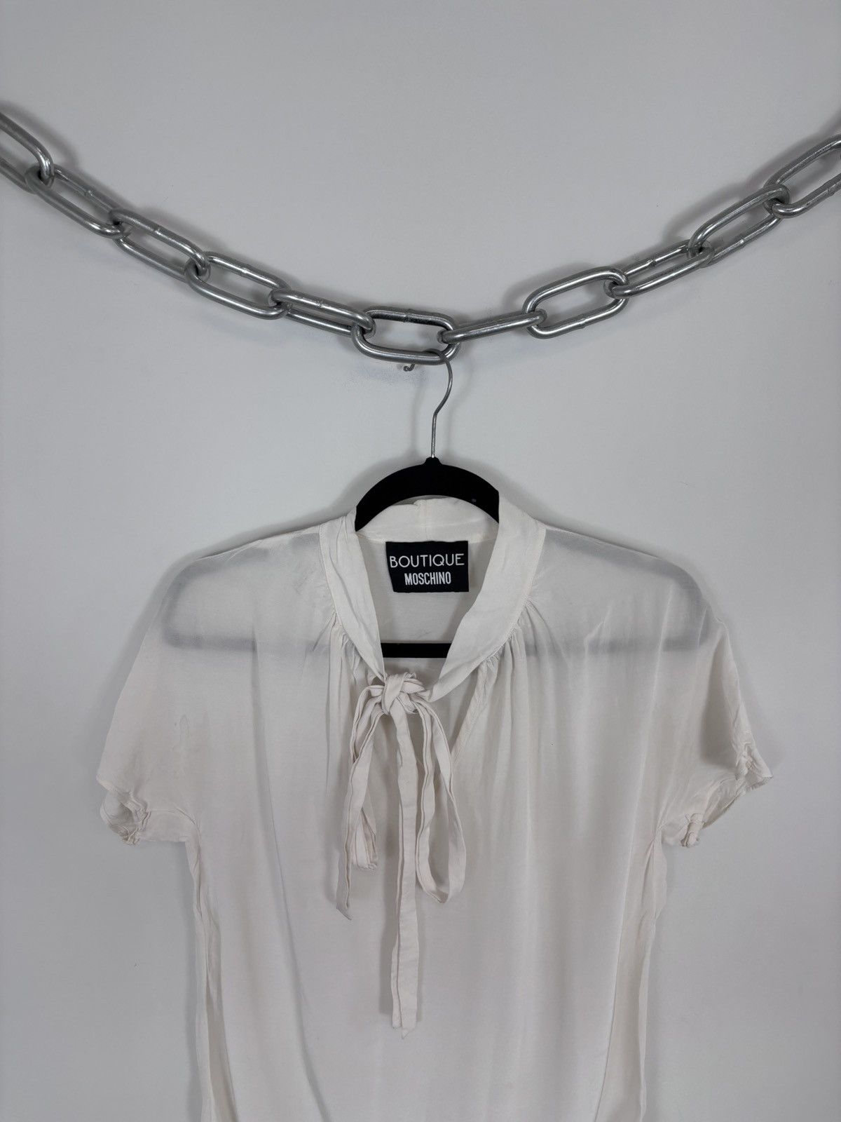 Boutique Moschino Moschino Boutique Women’s Rayon Ecru White Blouse T-Shirt Size M / US 6-8 / IT 42-44 - 2 Thumbnail