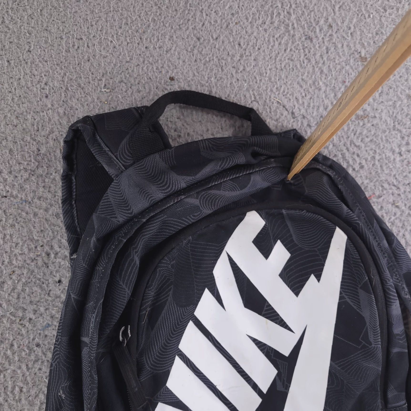 Nike Nike Backpack Black Medium Size Bag Bookbag Big Logo Spellout Strap Nylon Polyester Men Size ONE SIZE - 5 Thumbnail