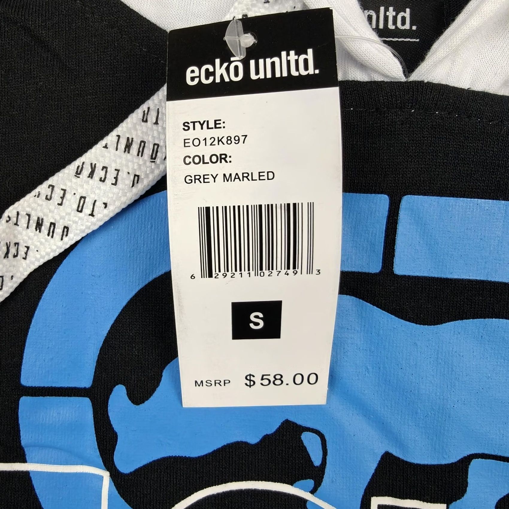 Ecko Unltd. Ecko Unltd Hooded Shirt Mens Small Grey Marled Rhino Graphic Tee Colorblock New Size US S / EU 44-46 / 1 - 3 Thumbnail