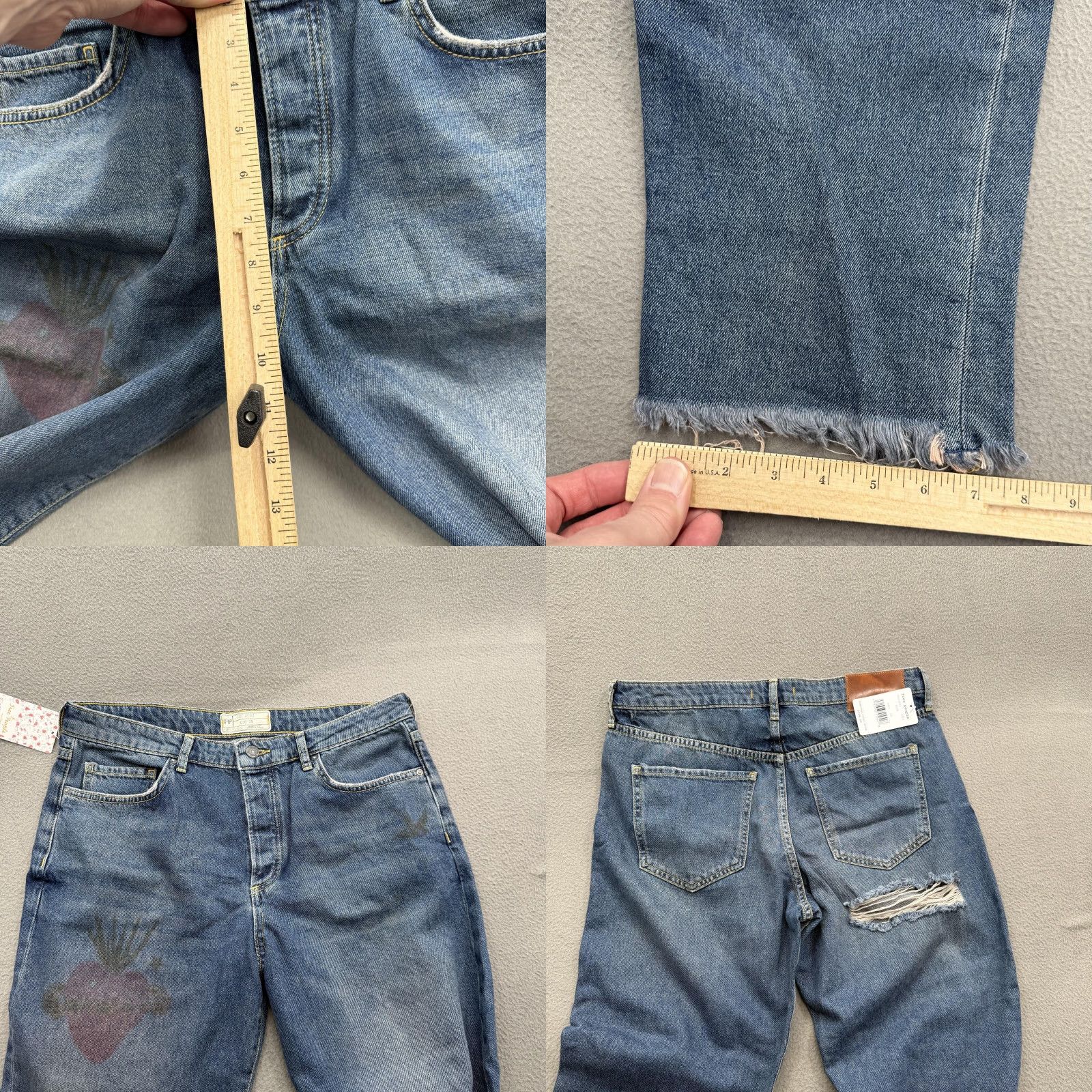 Free People Free People Jeans Womens 29 Blue High Rise Distressed Cropped Denim Raw Hem Womens Regular 29 Blue Distressed Cropped Jeans Size 29" - 9 Thumbnail