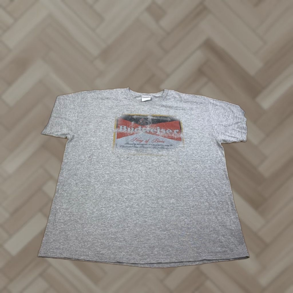 Hanes VINTAGE Hanes Shirt Mens XL Gray Budweiser King of Beer Crew Neck Short Sleeve 11760 USA Beer 90s Mens Size US XL / EU 56 / 4 - 1 Thumbnail