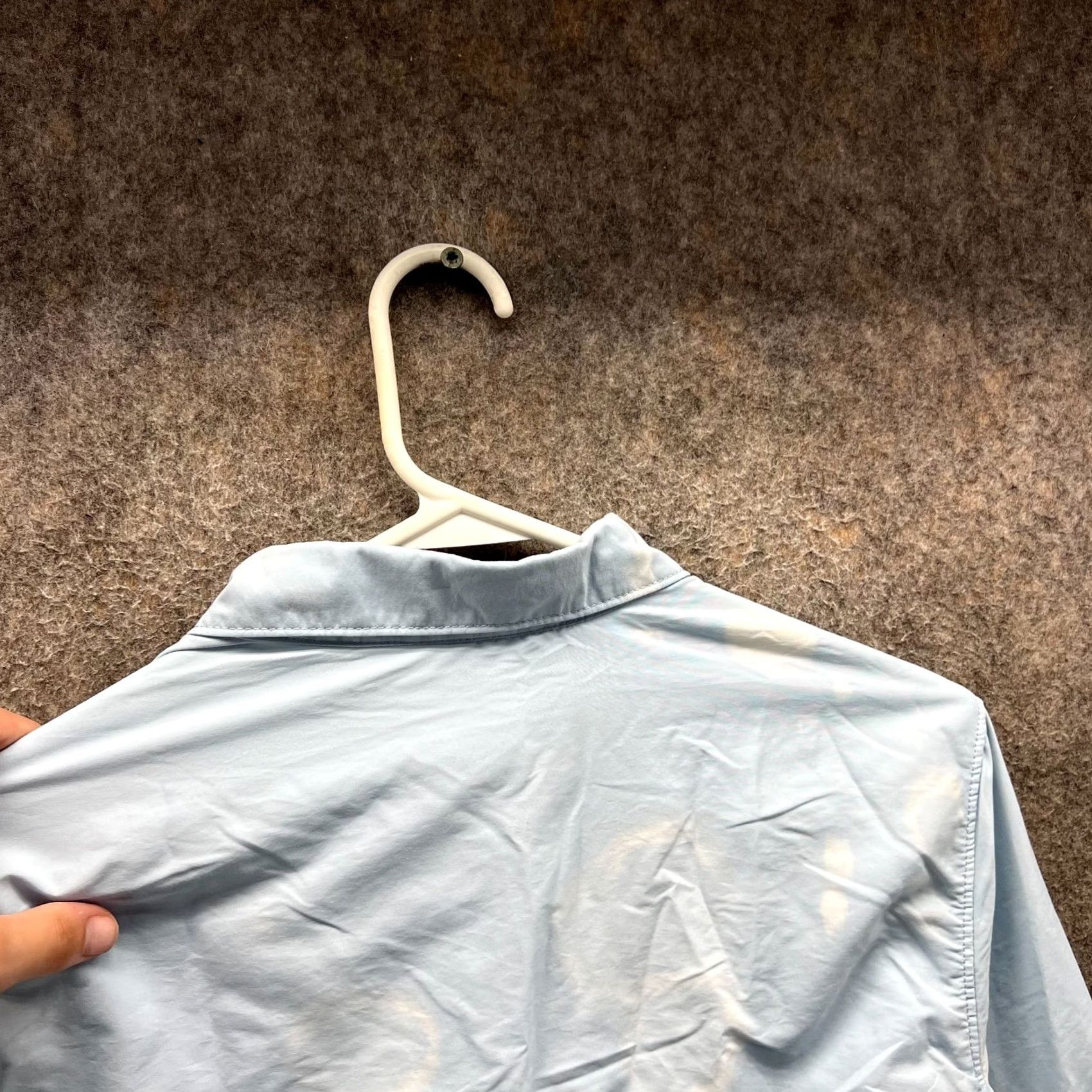 Vintage L.L. Bean Shirt Womens PM Petite Medium Blue Nylon Vented Outdoors Fishing Geometric Pockets Button Collar Long Sleeve Size M / US 6-8 / IT 42-44 - 3 Thumbnail