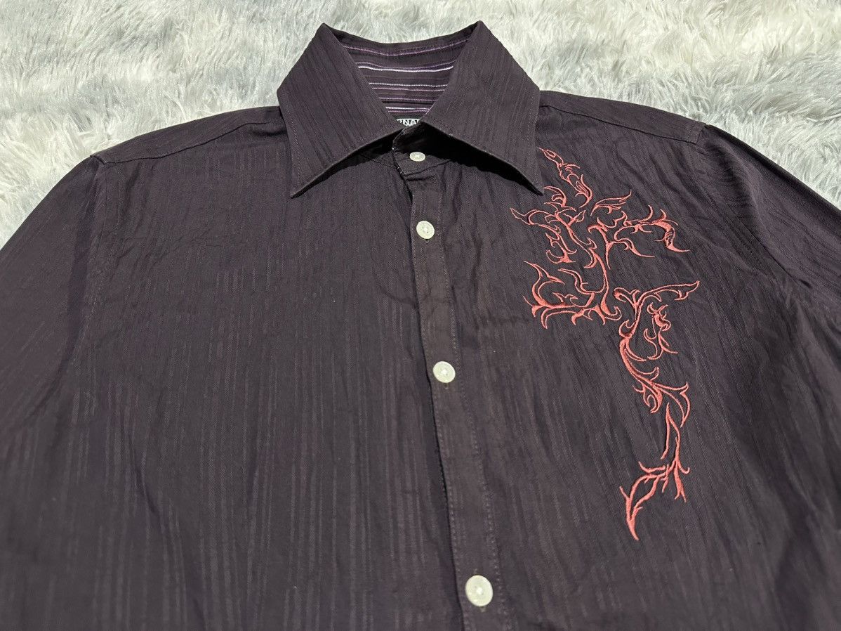 Tornado Mart 🔥Sick Y2K Tornado Mart Striped Shirt Tribal Embroidered Size US M / EU 48-50 / 2 - 4 Thumbnail