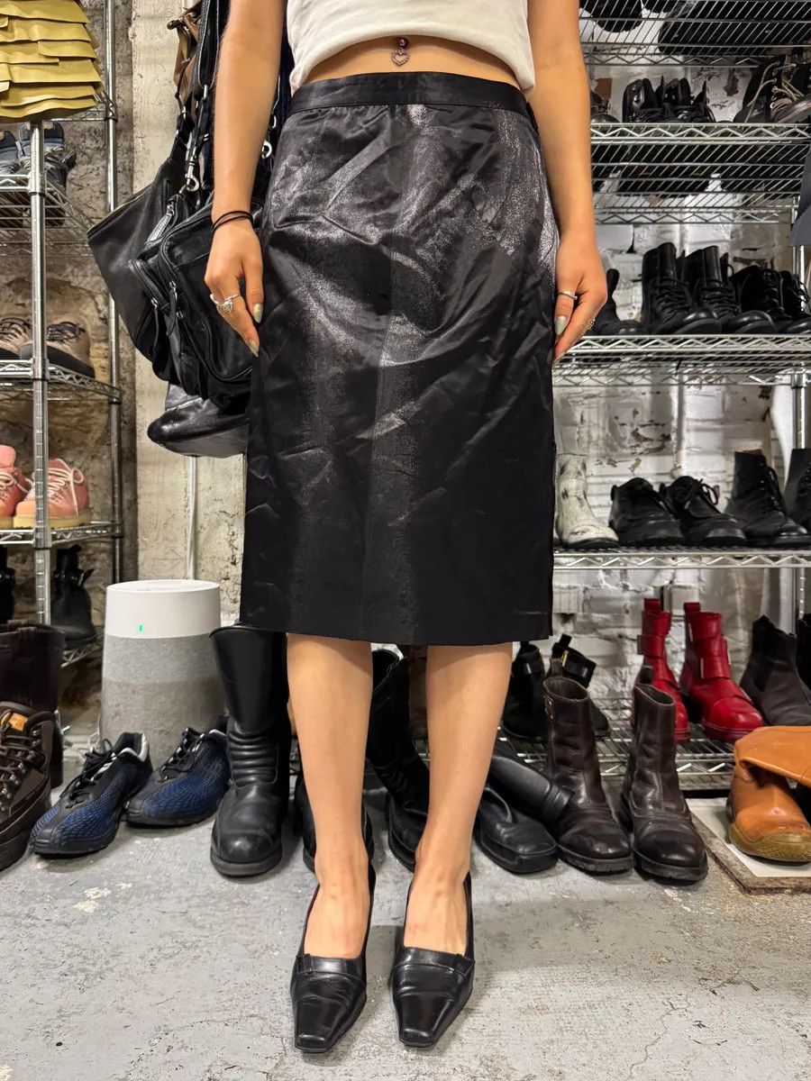 Roberto Cavalli × Vintage Roberto Cavalli Silver Paint Black Skirt Size 28" / US 6 / IT 42 - 2 Thumbnail