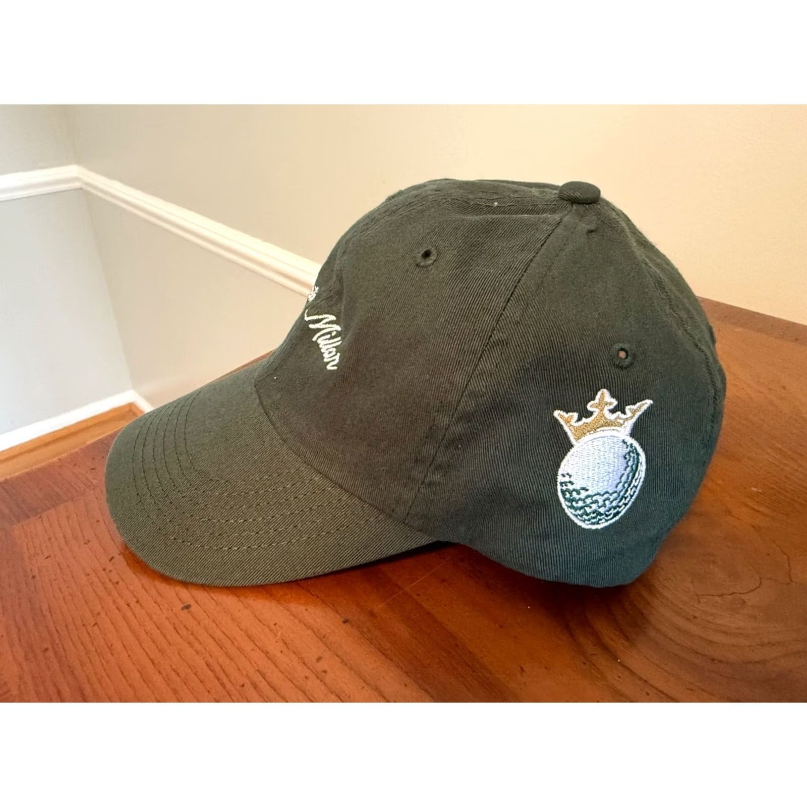Peter Millar VINTAGE Peter Millar Raleigh Embroidered Script Hat Dark Green Crown Sport Men's One Size Green Baseball Cap Size ONE SIZE - 5 Thumbnail