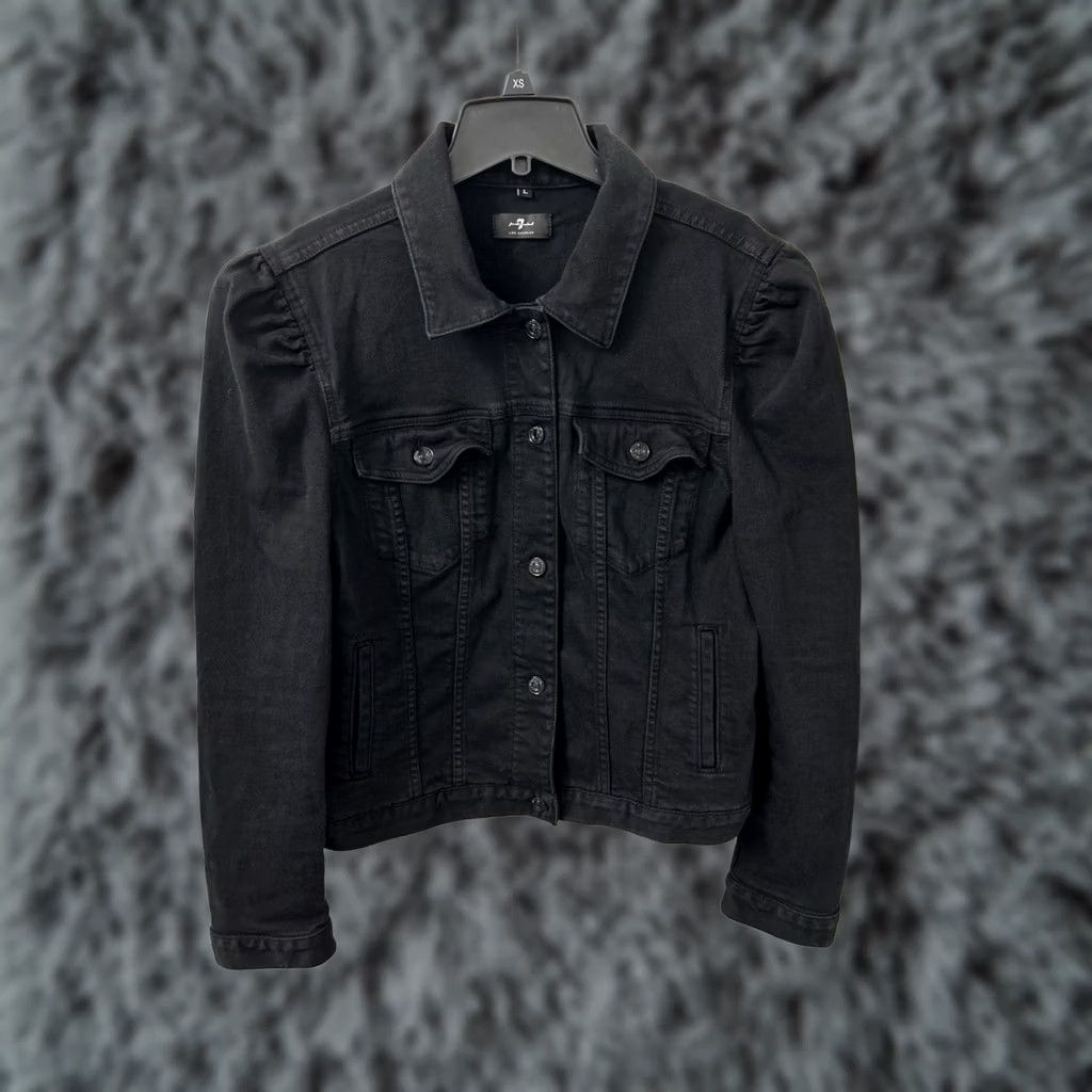 7 For All Mankind 7 For All Mankind Denim Jacket Womens L Black Pockets Logo Long Sleeve Vintage No Size L / US 10 / IT 46 - 1 Thumbnail