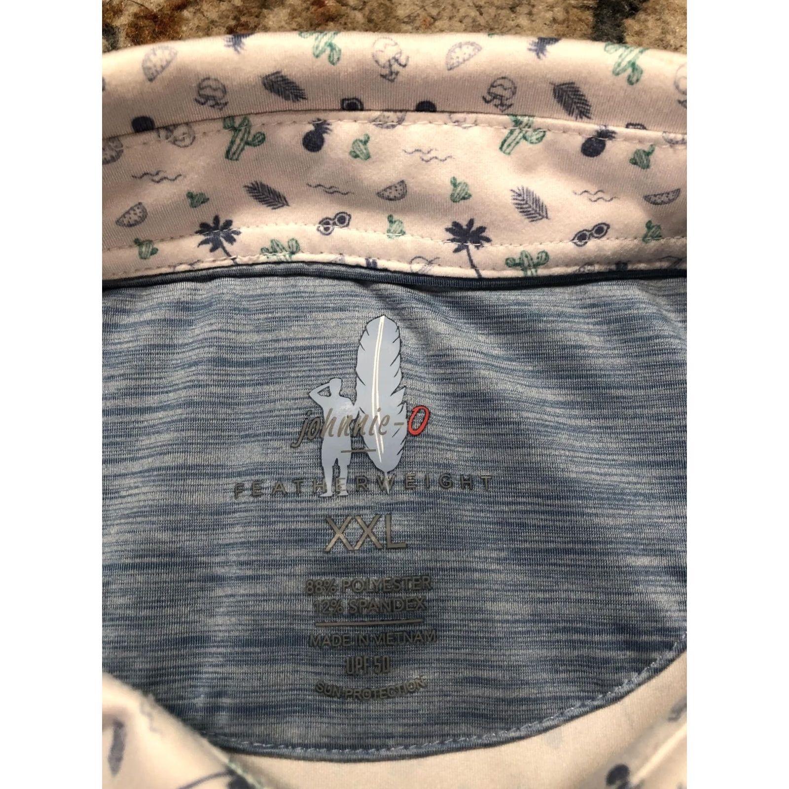 johnnie-O Johnnie-O Featherweight Polo Shirt Mens 2XL White Tropical Golf Short Sleeve Size US XXL / EU 58 / 5 - 7 Thumbnail