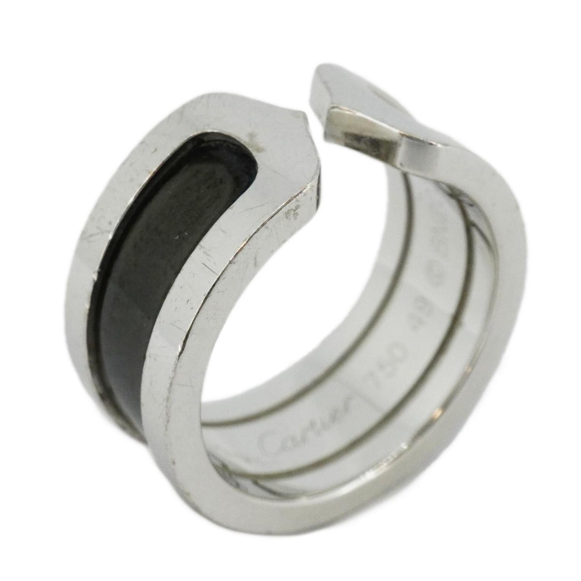 image of Cartier Ring 2C K18Wg White Gold Black Lacquer Men's Women's in Yellow