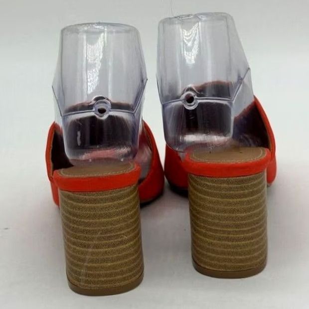 Lulus Lulus Heels Mules Womens 5.5 Red Peep Toe Slip On Comfort Blocked High Heel New Size US 6 / IT 36 - 3 Thumbnail