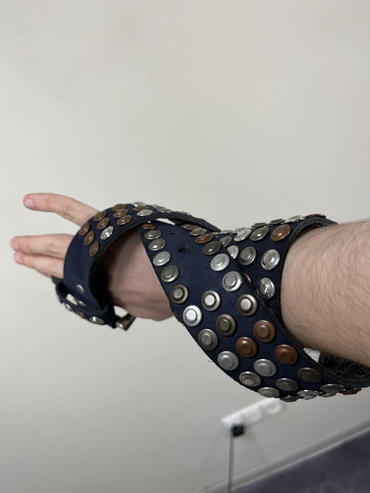 Japanese Brand Vintage B.B. Simon Style Y2K Archival Studded Leather Belt Size ONE SIZE - 4 Thumbnail