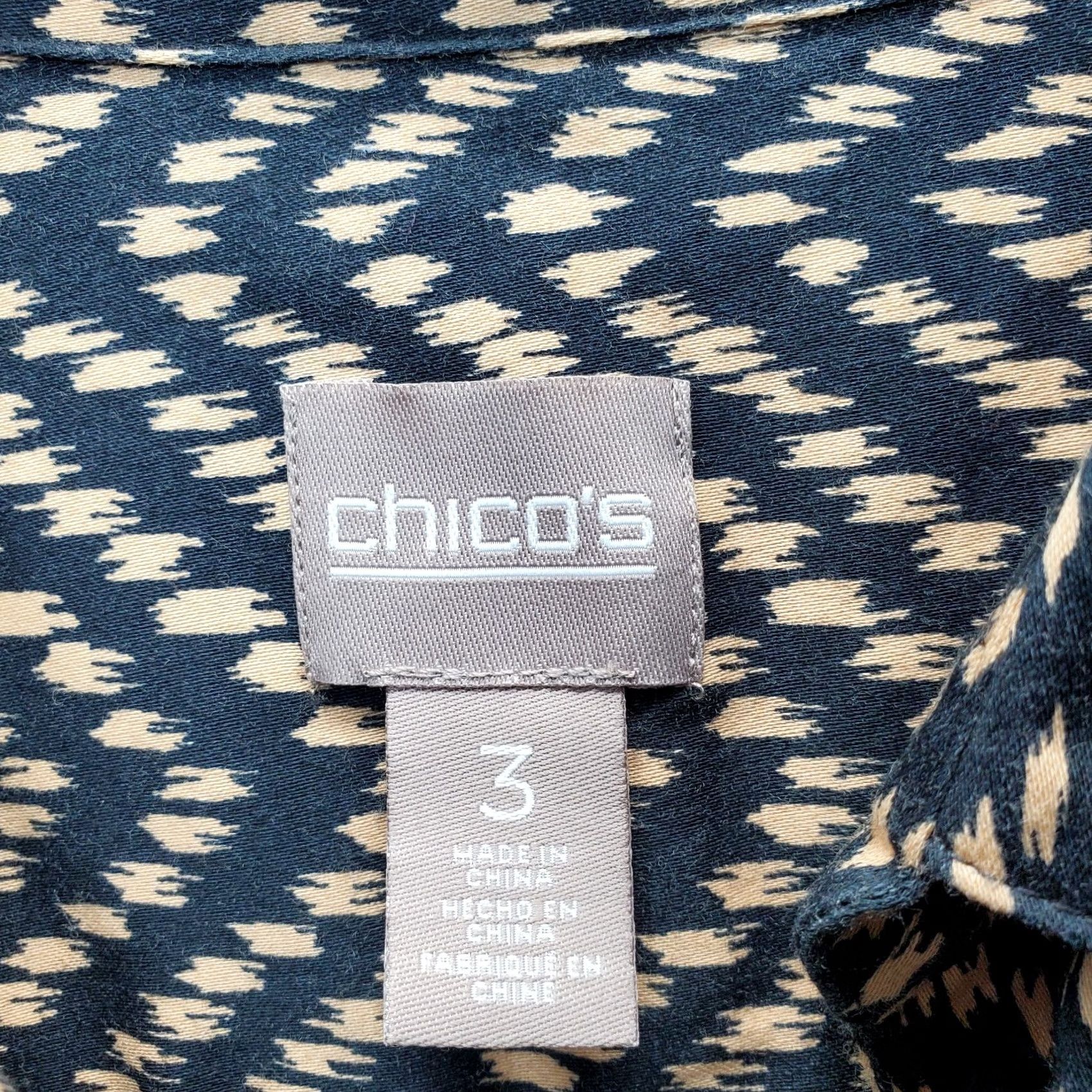 Vintage Chico's Womens XL Multi Chevron Print Tunic Shirt Long Sleeve Collared Button Up Size XL / US 12-14 / IT 48-50 - 5 Thumbnail