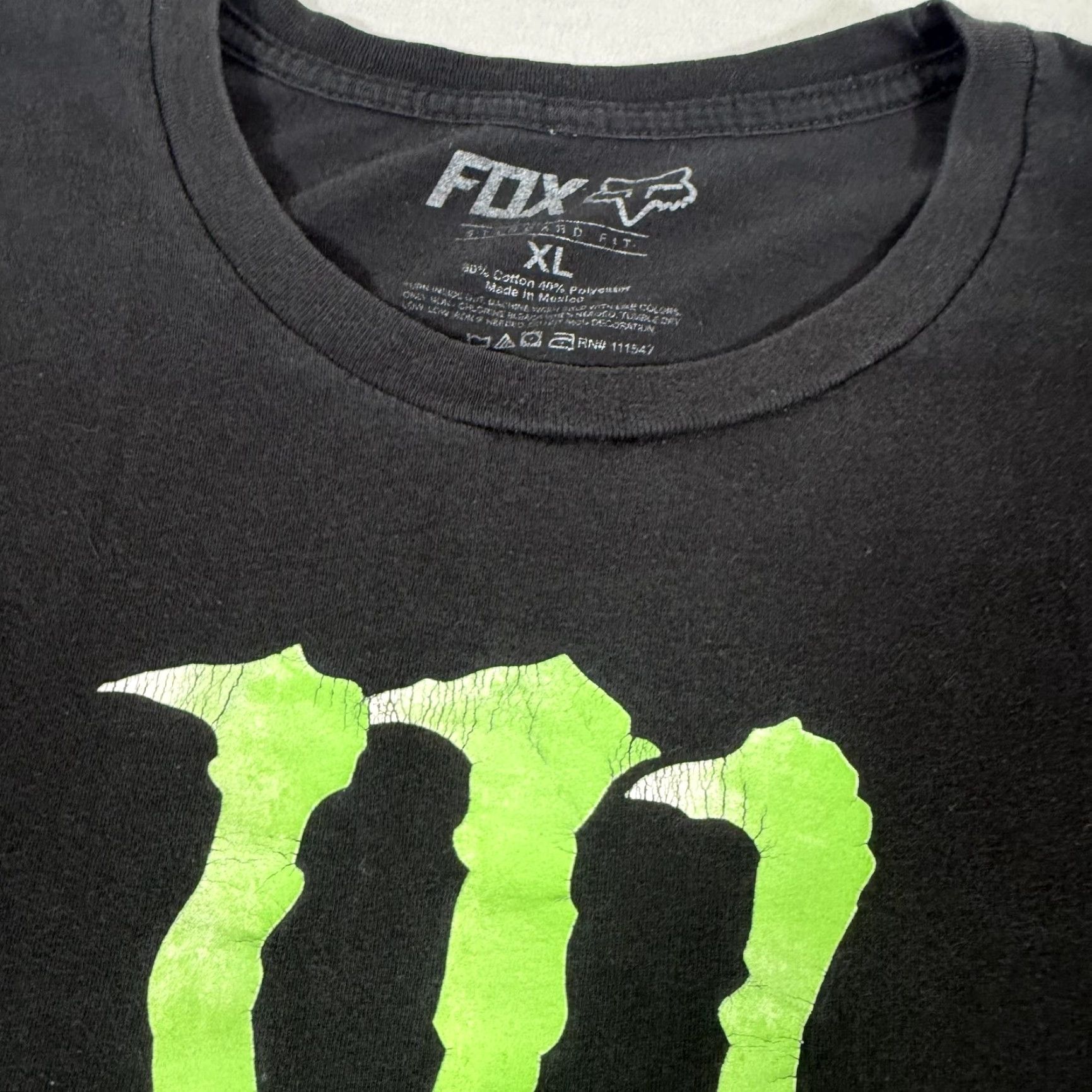 Fox Racing VINTAGE Fox Racing Shirt Mens XL Black Monster Energy Drink Motocross Slim Fit Y2K Size US XL / EU 56 / 4 - 3 Thumbnail