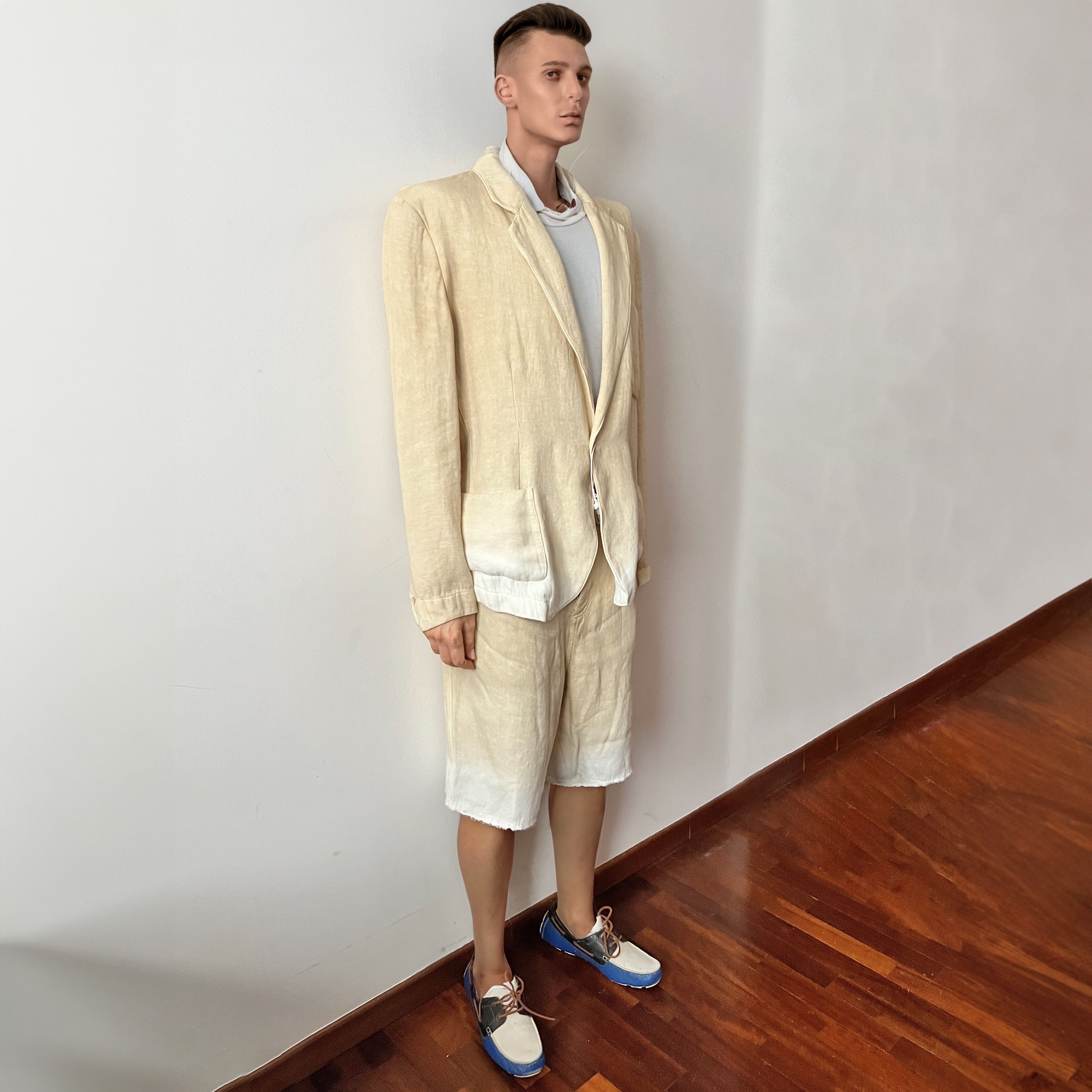Federico Curradi Suit Blazer+Bermuda Linen Degradè Size 42R - 1 Thumbnail
