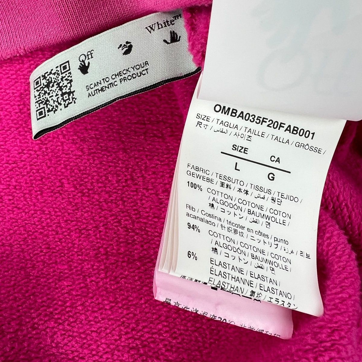 Off-White Off-White Hand Print Distressed Pink Sweatshirt Size US L / EU 52-54 / 3 - 8 Thumbnail