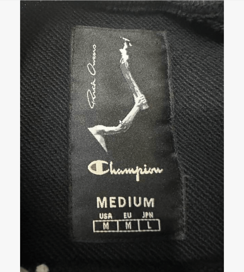 Champion × Rick Owens Rick Owens x Champion Black Logo Sweatshirt Men's M Size US M / EU 48-50 / 2 - 6 Thumbnail
