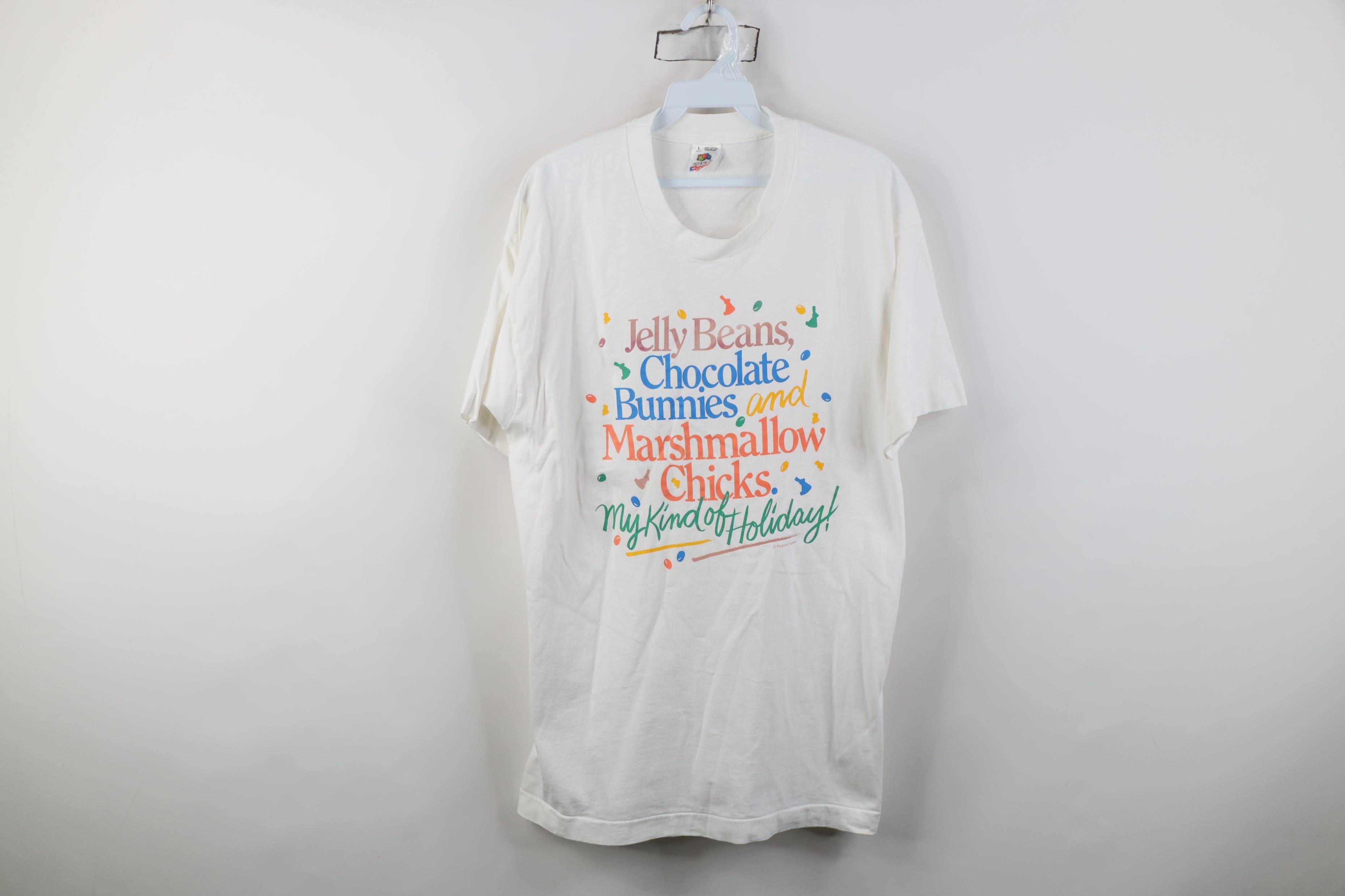 Vintage Vintage 90s Jelly Beans Chocolate Bunnies Easter T-Shirt Size L / US 10 / IT 46 - 1 Thumbnail