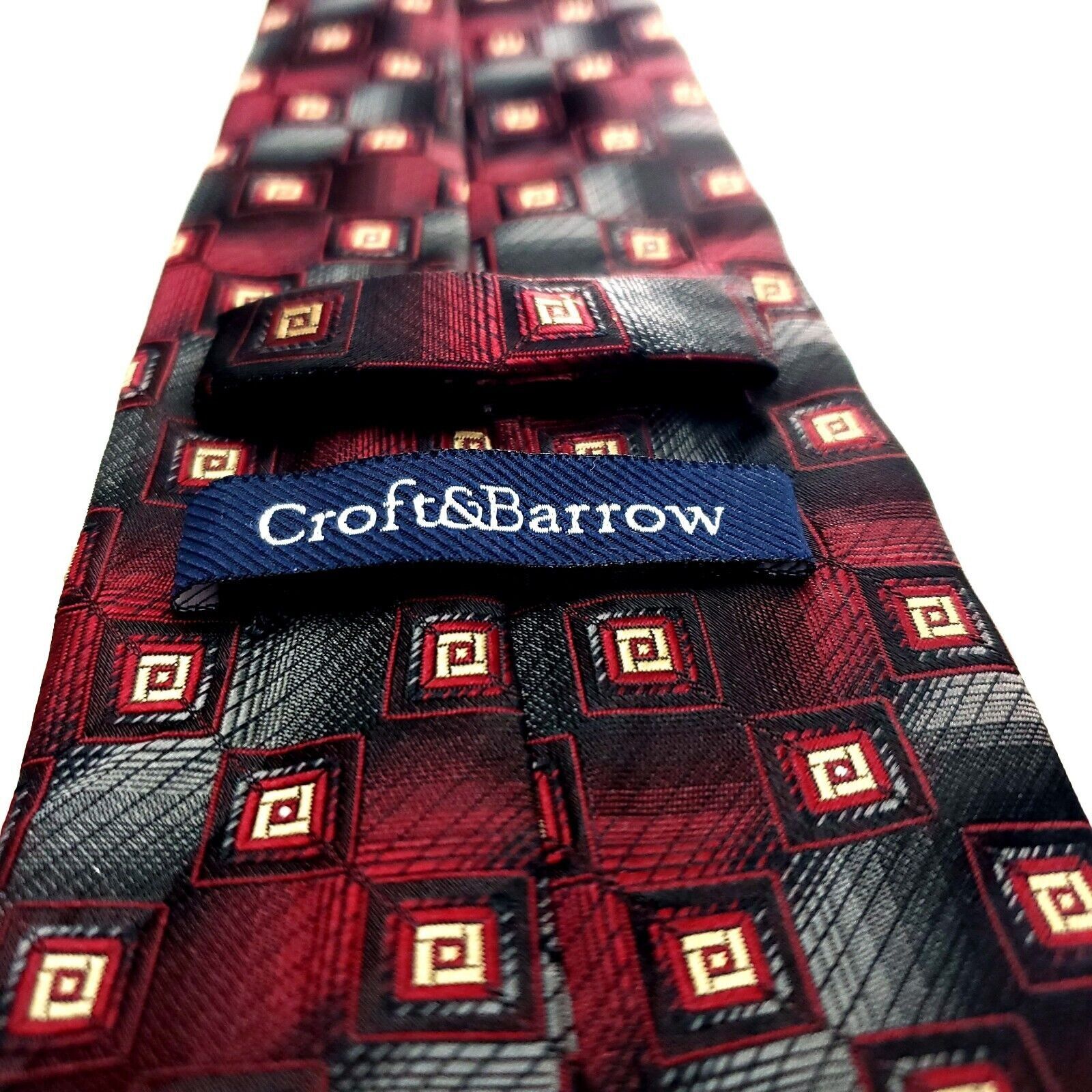 Croft & Barrow Croft Barrow Polyester Tie Red Geometric Skinny Gray Size ONE SIZE - 4 Thumbnail