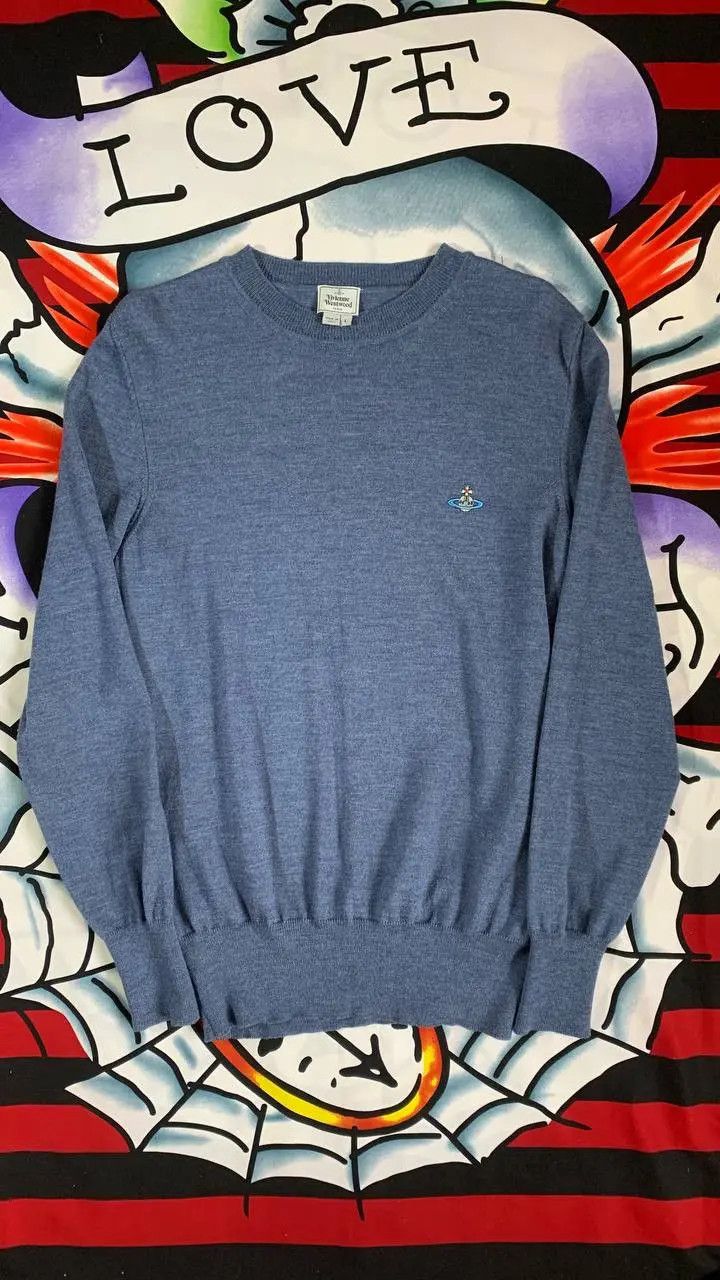 Vivienne Westwood Vivienne Westwood wool sweater with orb logo in blue Size US L / EU 52-54 / 3 - 1 Thumbnail