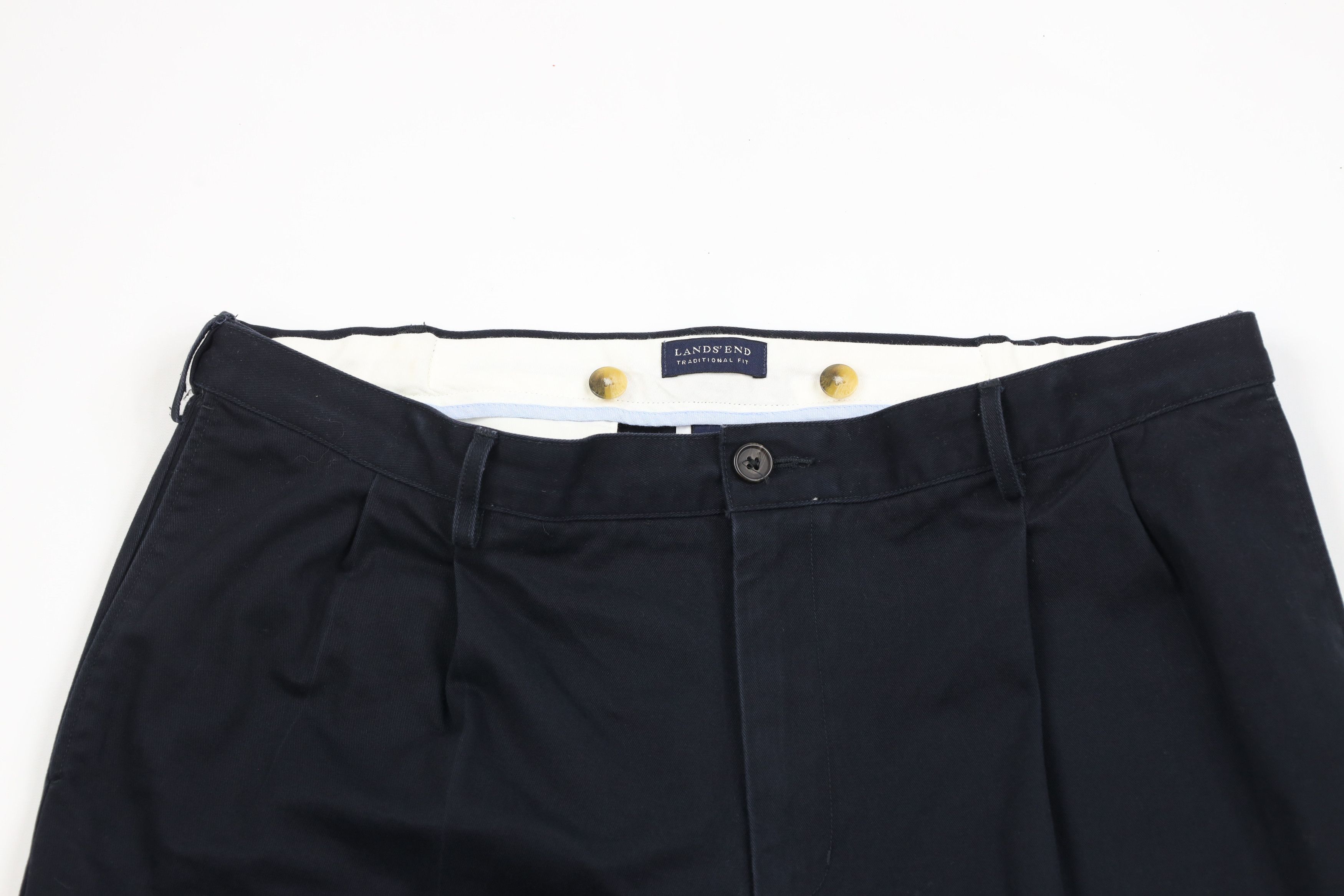 Lands' End × Vintage Vintage Lands End Cuffed Wide Leg Chino Pants Navy Blue Size US 38 / EU 54 - 2 Thumbnail