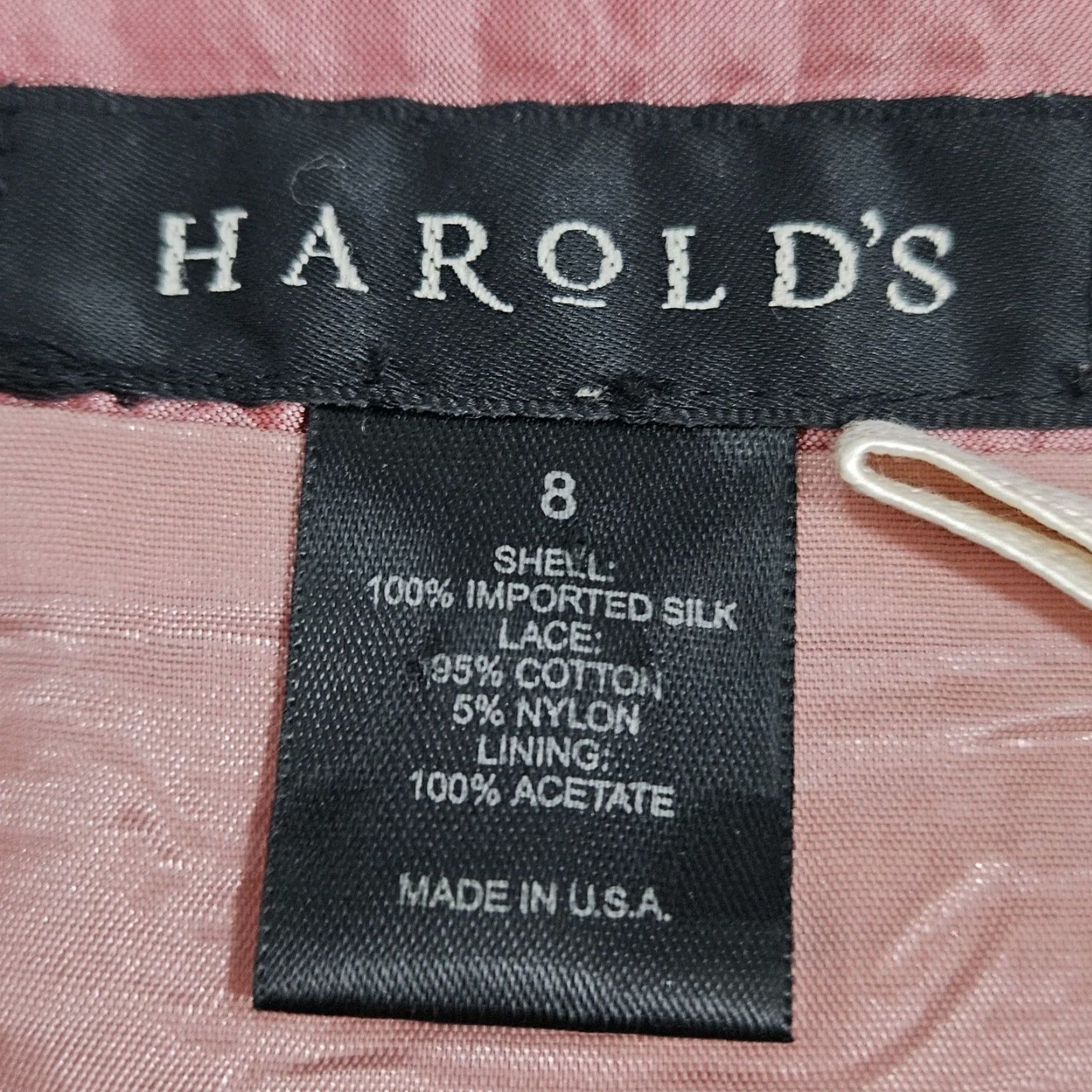 Pinko VINTAGE Harold's Skirt Pencil Knee Length Silk Crochet Lace Overlay Pink 8 Women's Boho 90s Netural? Size 30" / US 8 / IT 44 - 3 Thumbnail
