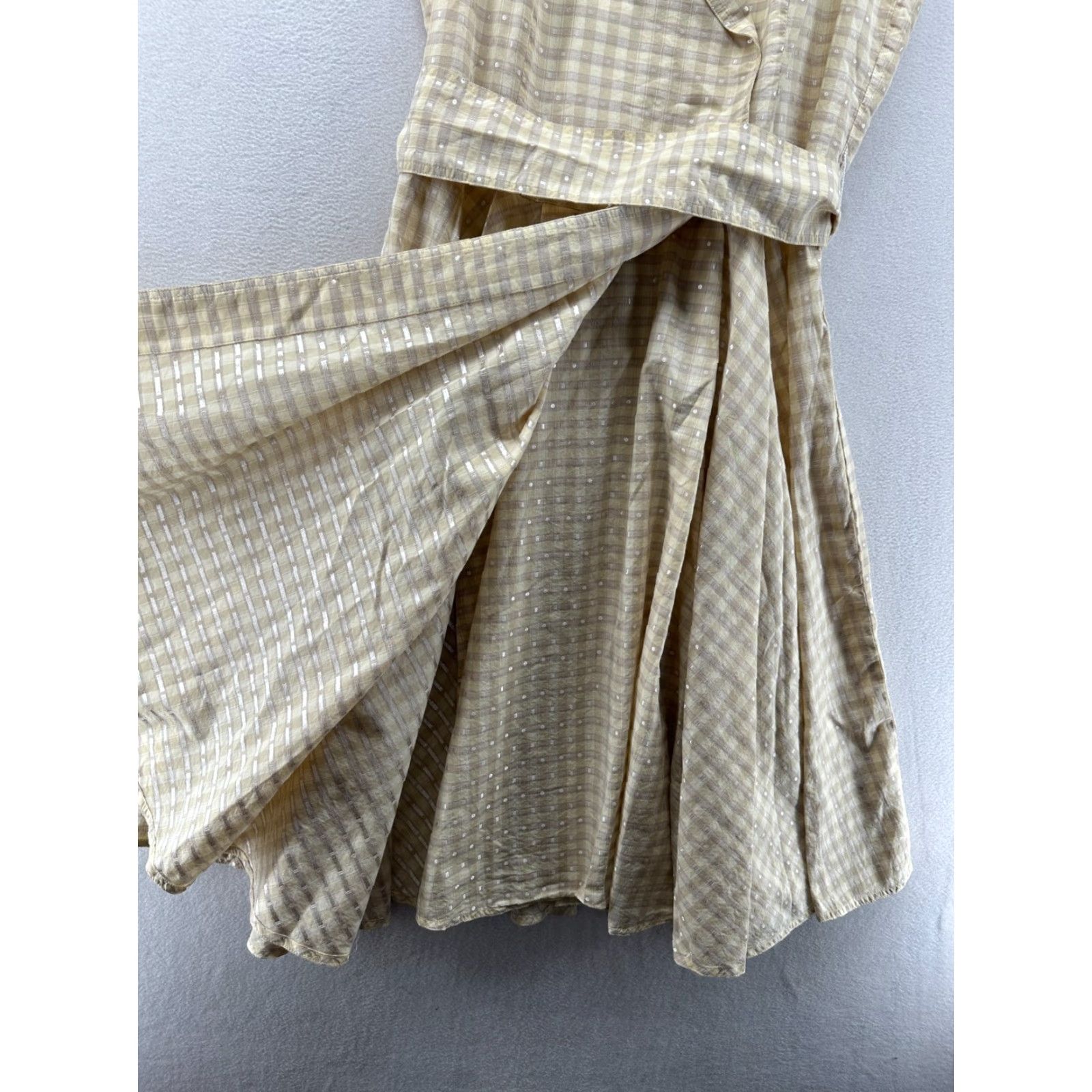 Vintage Finley Dress Women's Size 10 Yellow Plaid Collared Sleeveless Belted Fit & Flare Womens Size L / US 10 / IT 46 - 6 Thumbnail
