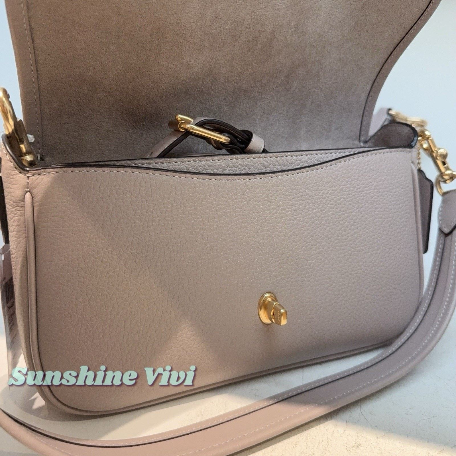 Coach NWT COACH Hadley Shoulder Bag Leather CY683 Gold/Grey Birch Size ONE SIZE - 7 Thumbnail