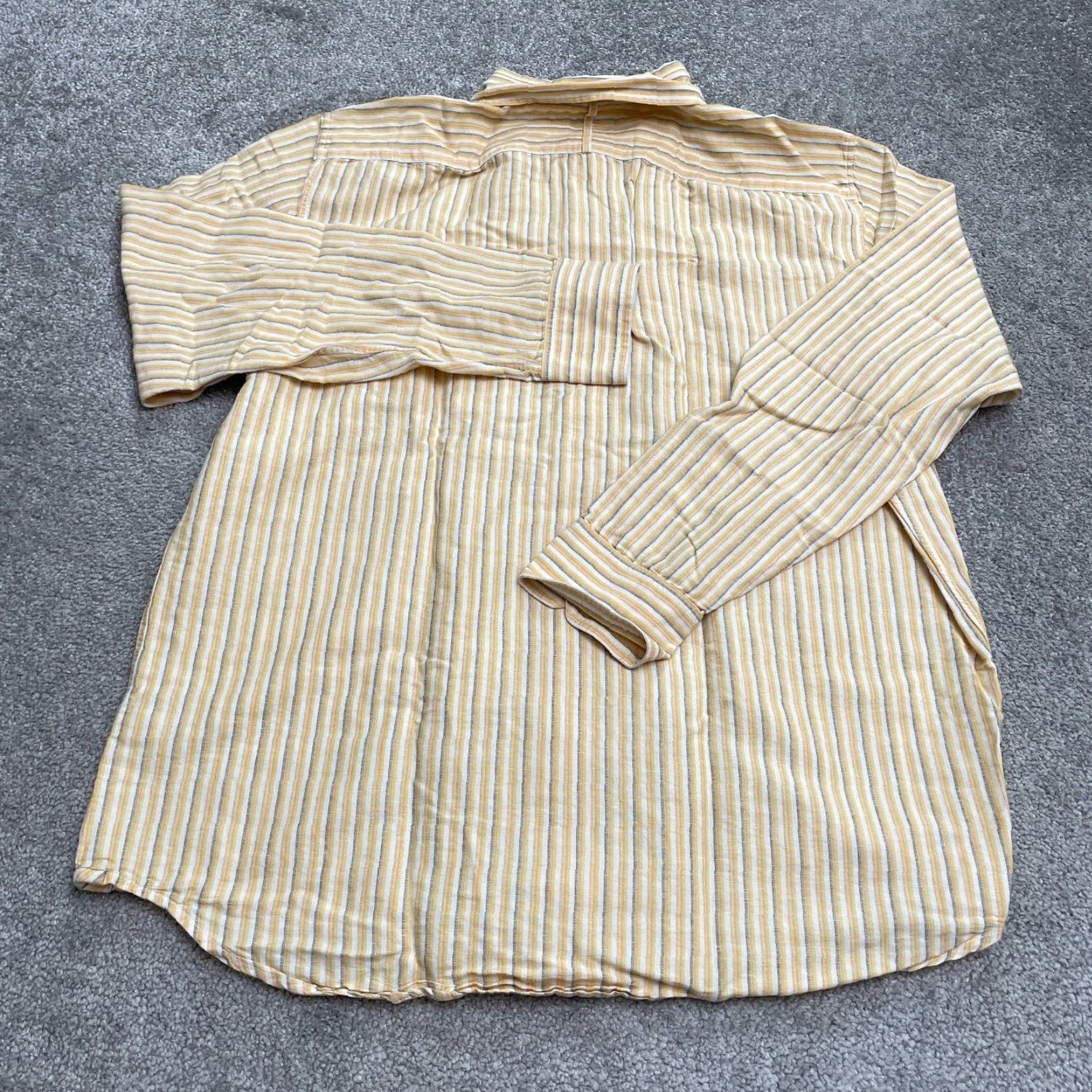 Banana Republic Banana Republic Classic Dress Shirt Mens L Yellow Striped Linen Blend Casual Shirt Size US L / EU 52-54 / 3 - 7 Thumbnail