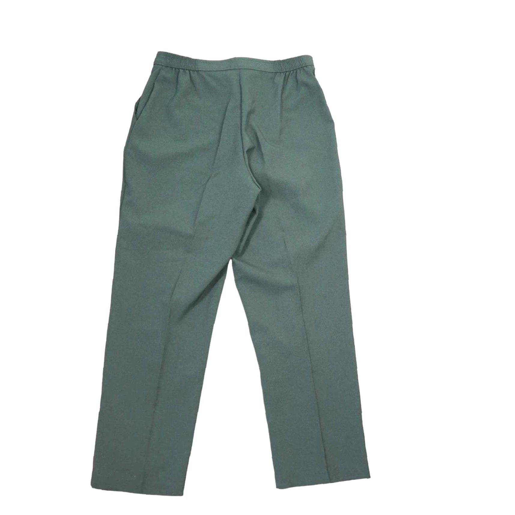 Vintage VINTAGE 90s Dark Green High Rise Straight Leg Trouser Pants 12P Green Polyester 1990s Petite Womens Pants Size 34" / US 12 / IT 48 - 3 Thumbnail