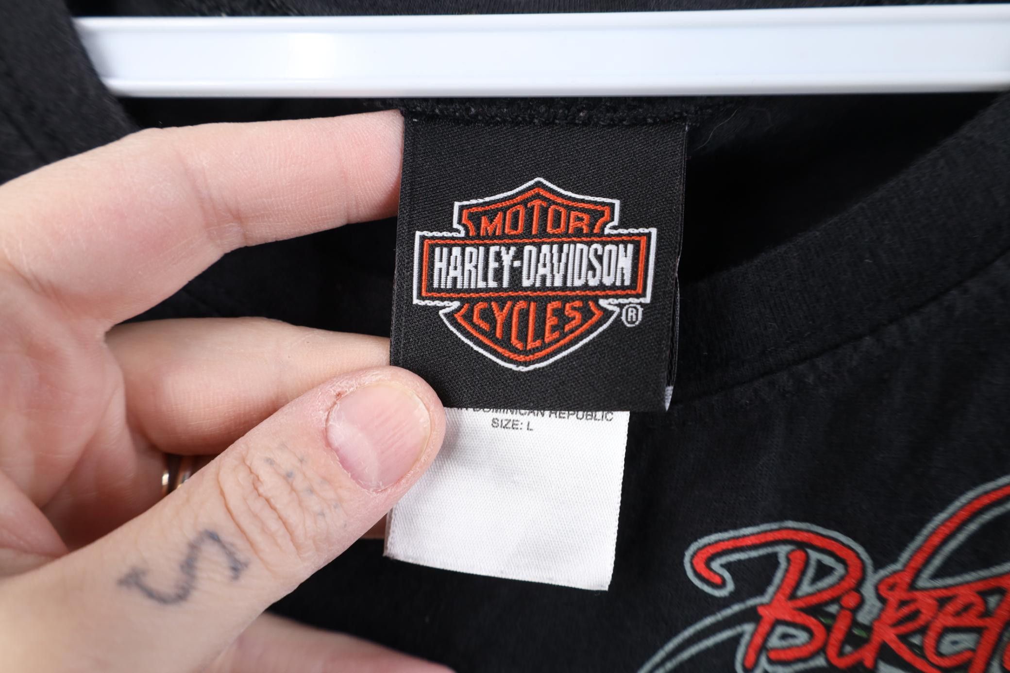 Harley Davidson Vintage Y2K Harley Davidson Rose Heart Wings Tribal T-Shirt Size L / US 10 / IT 46 - 6 Thumbnail