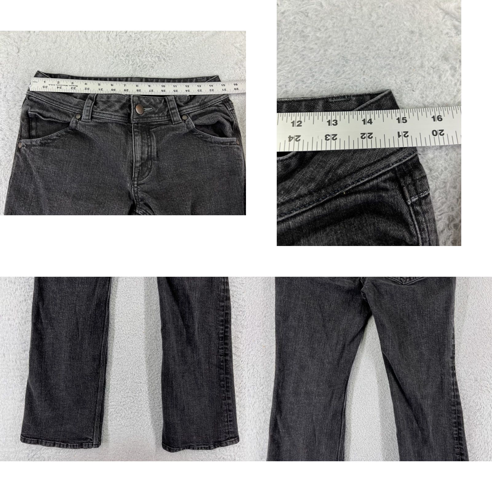 Vintage Cabi Jeans Womens 6 Black Denim Flared Mid Rise 5-Pocket Pockets Cotton Blend Size 28" / US 6 / IT 42 - 9 Thumbnail