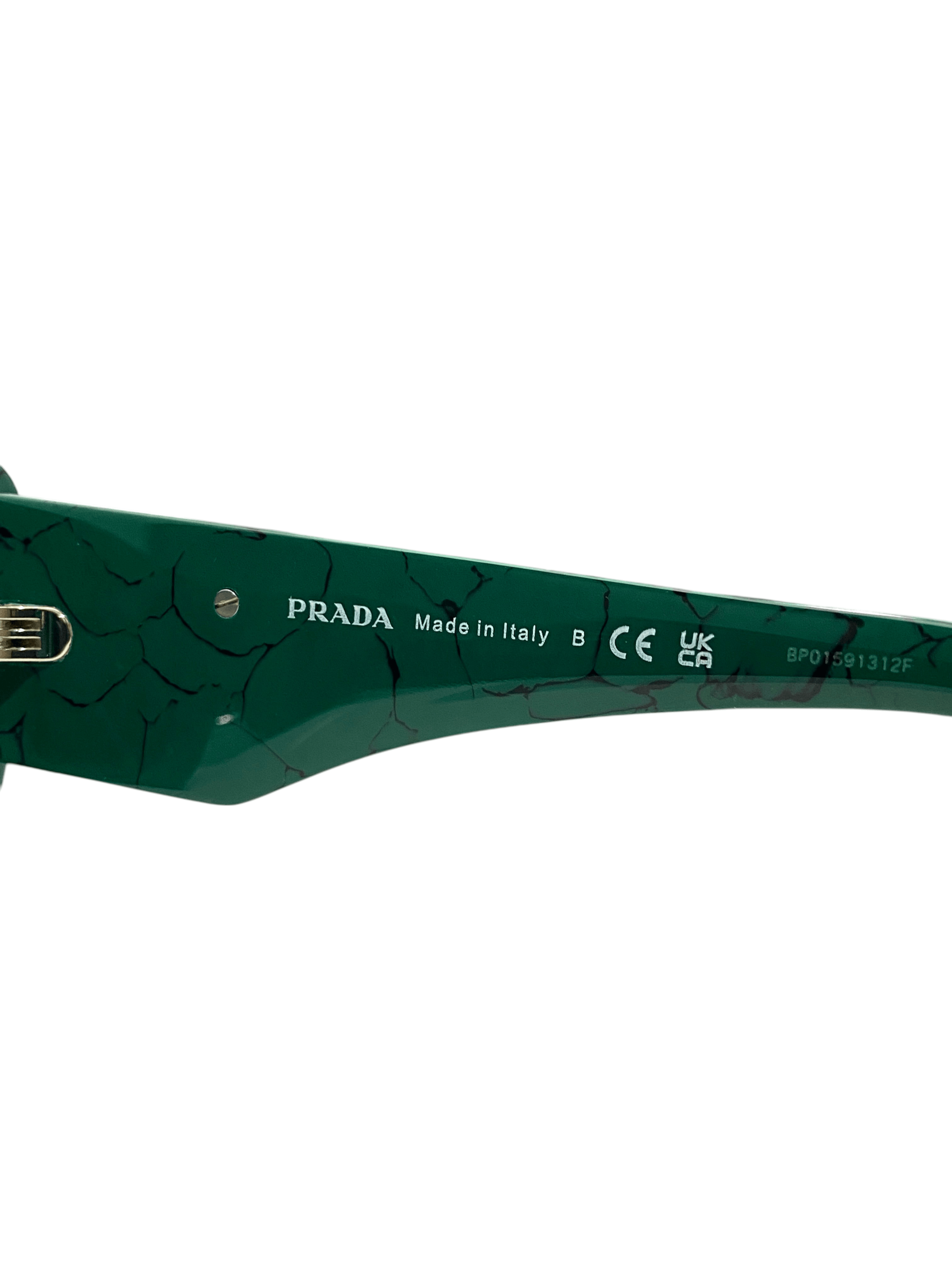 Prada Prada Triangle Logo Oversized Retro Symbol Green Sunglasses Size ONE SIZE - 13 Thumbnail