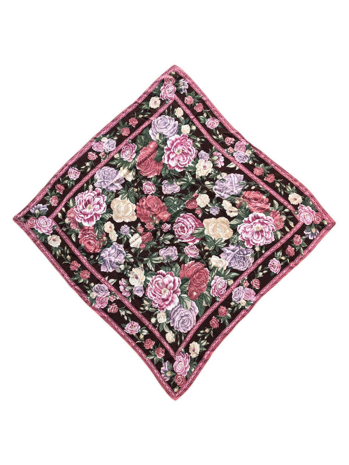 Liz Claiborne Vintage Liz Claiborne Silk Floral Scarf Roses And Peonies Size ONE SIZE - 2 Thumbnail